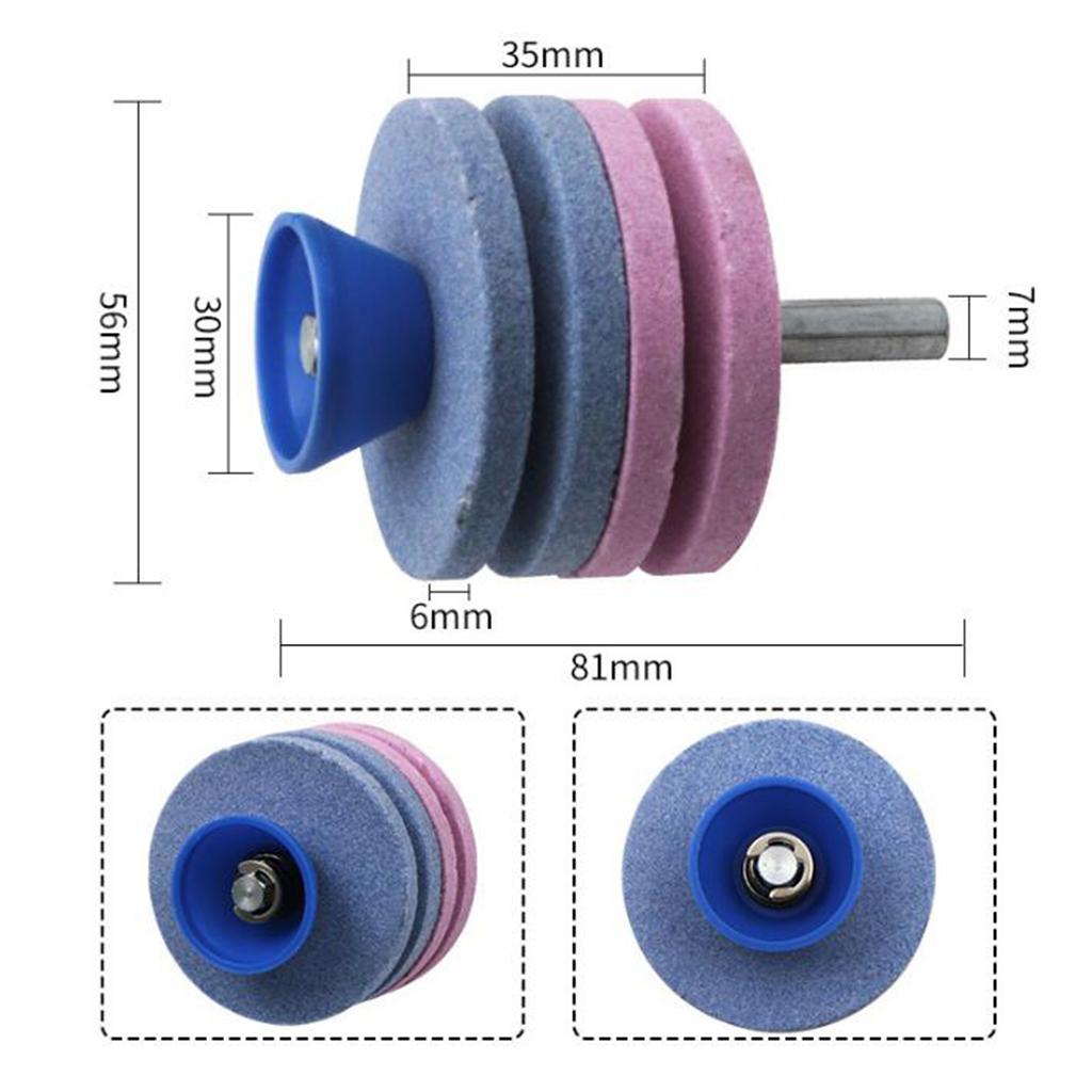 4xLawn Mower Blade Sharpener Grinder Wheel Stone for Power Drill Blue and Pink