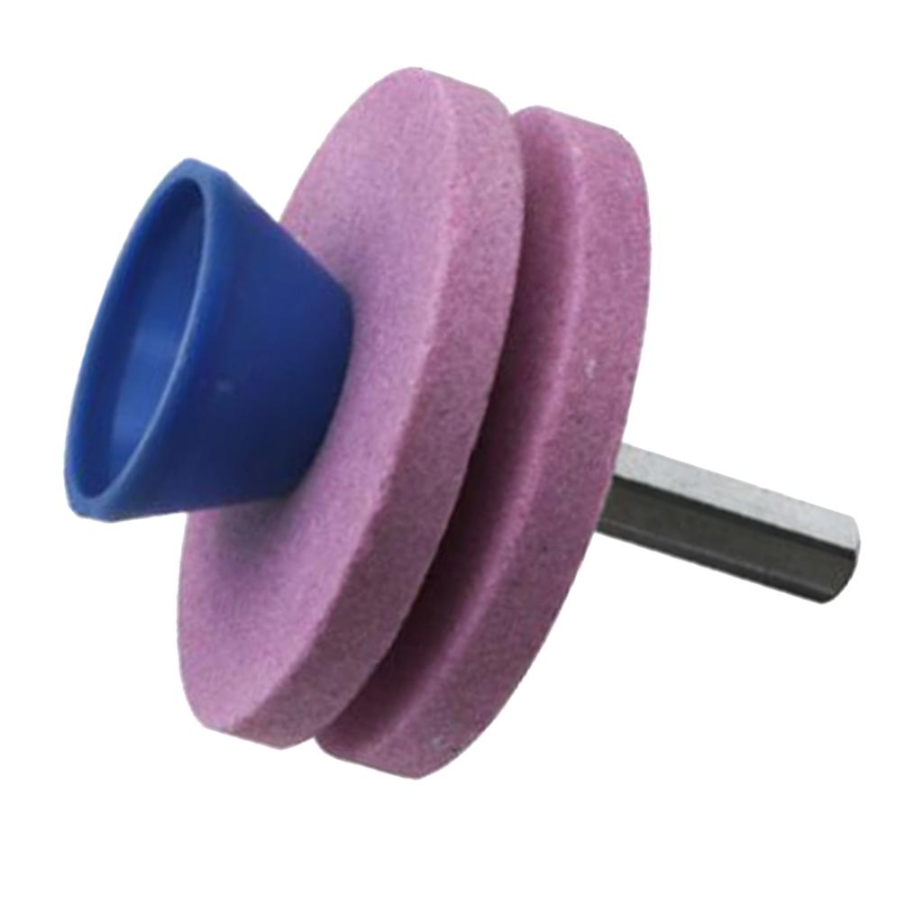 3xLawn Mower Blade Sharpener Grinder Wheel Stone for Power Drill Pink