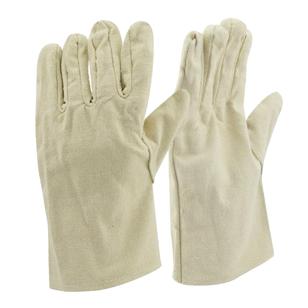 4xDurable Anti-slip Canvas Garden Gloves Safety Protection Grip Work Gloves