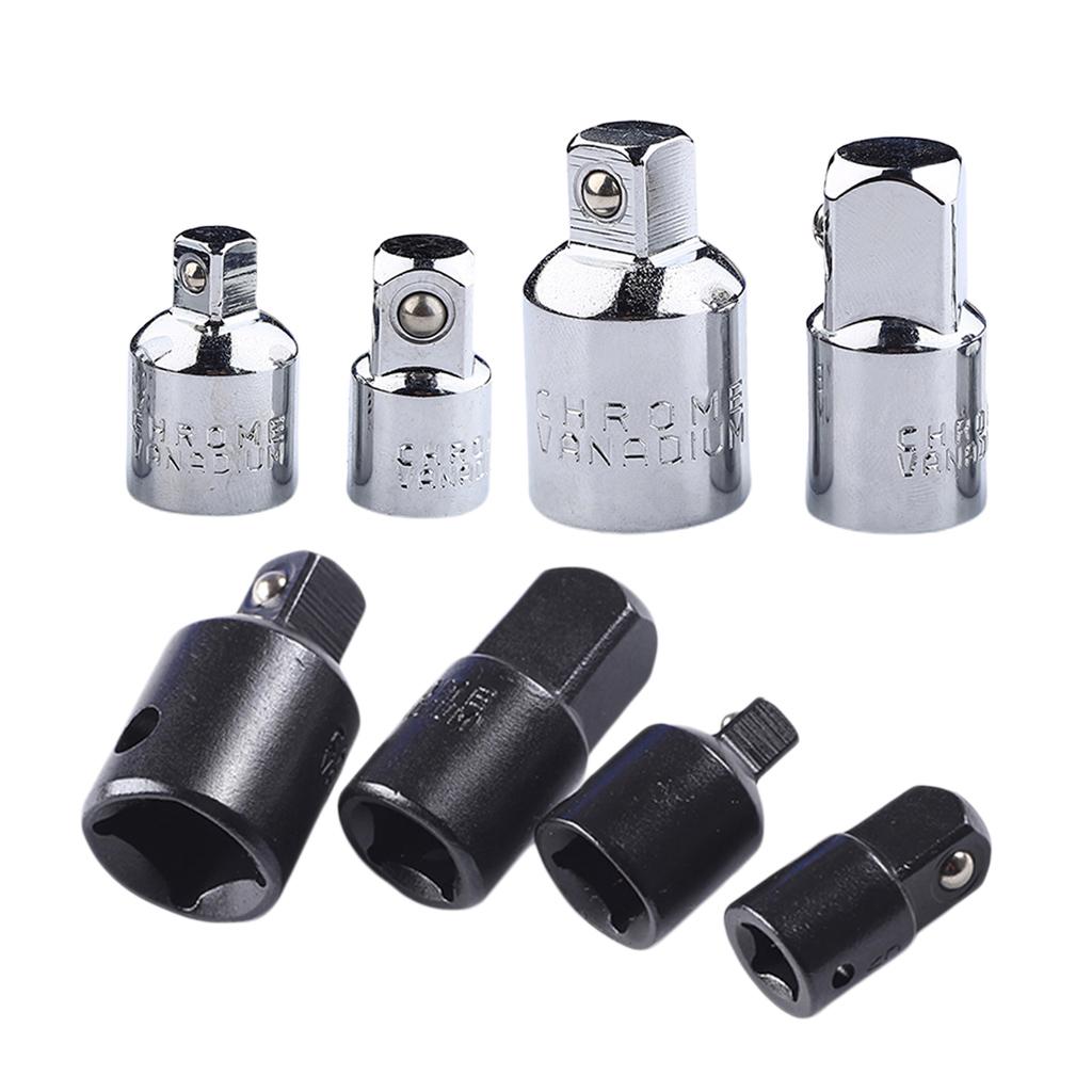 2x4pcs 1/4 3/8 1/2 Drive Socket Adapter Converter Reducer  Silver