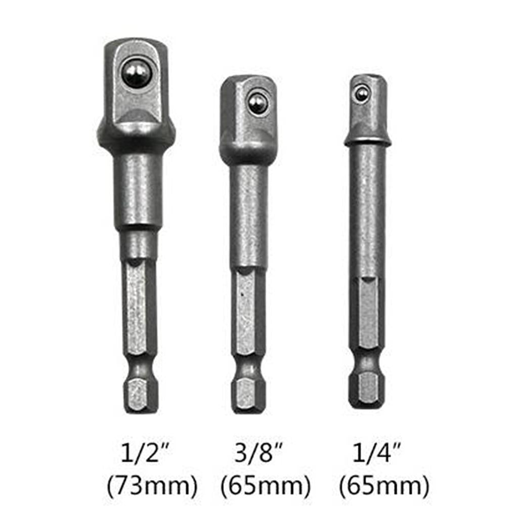3x3 1/2 3/8" 1/4" Drill Bit Driver Extension Adapter Socket Connector"