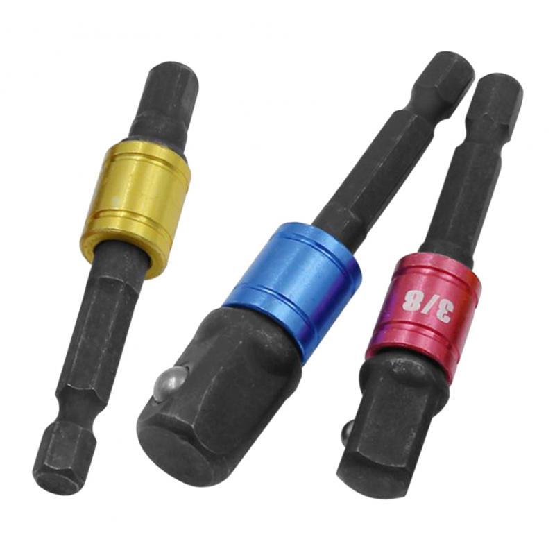 4xSet of 3 1/2 3/8" 1/4" Drill Bit Driver Extension Adapter Socket Black"
