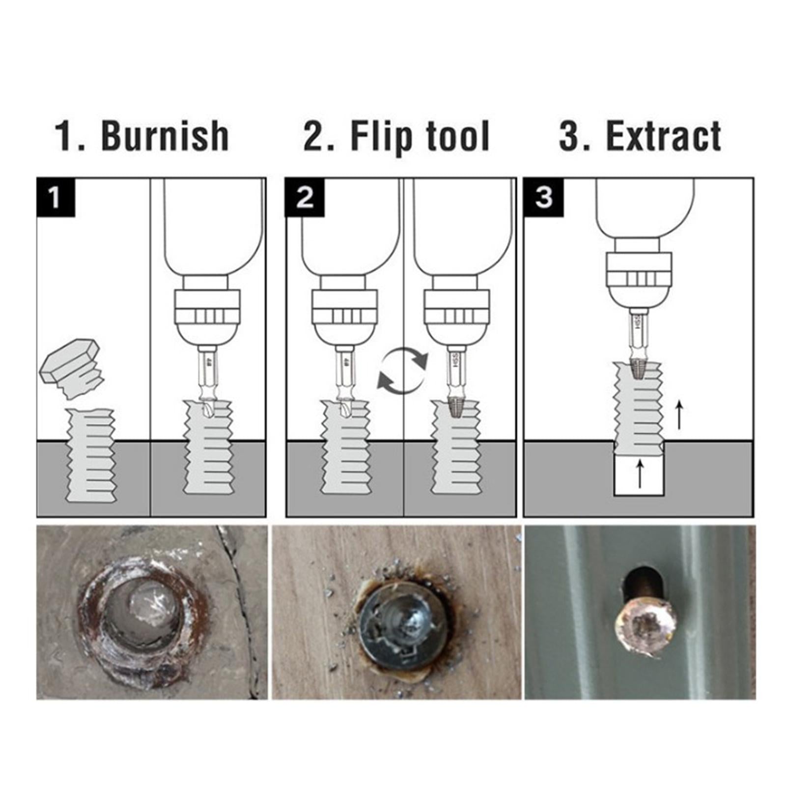 3x5 Pcs Broken Bolt Damage Screw Remover Extractor Drill Bits Stud Reverse Set