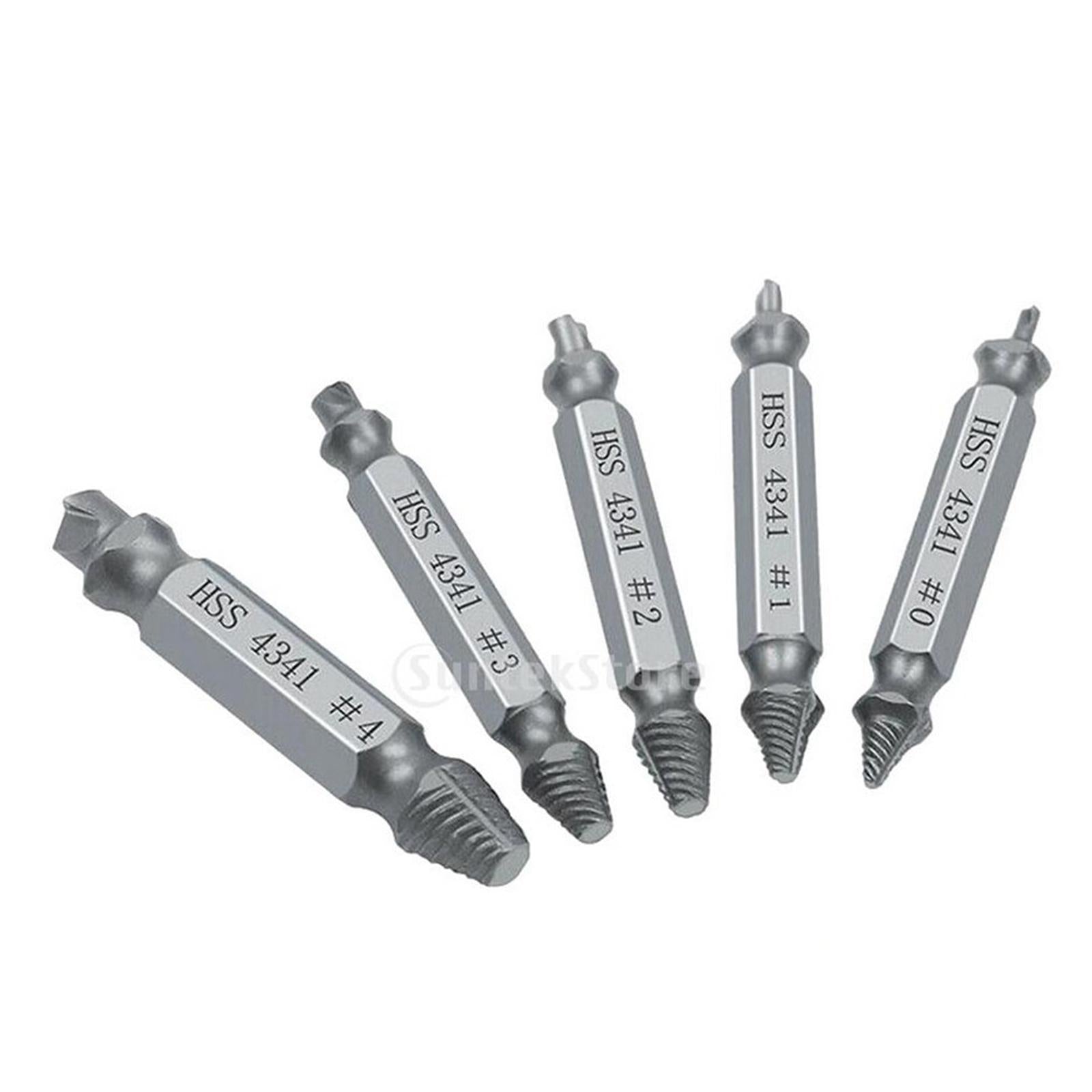 4x5 Pcs Broken Bolt Damage Screw Remover Extractor Drill Bits Stud Reverse Set