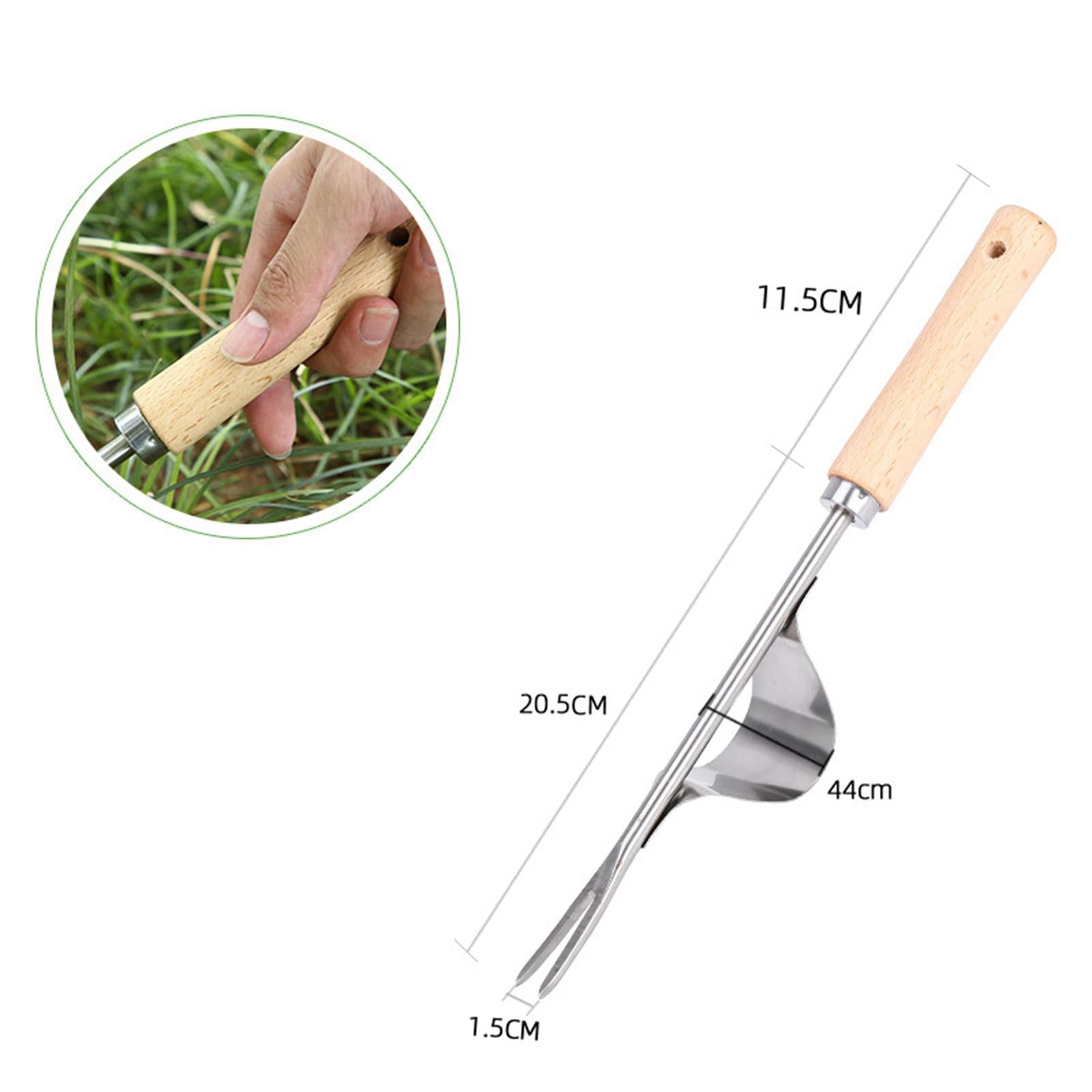 2xMini Garden Weed Removal Stainless Steel Wooden Handle Easy Weed Removal