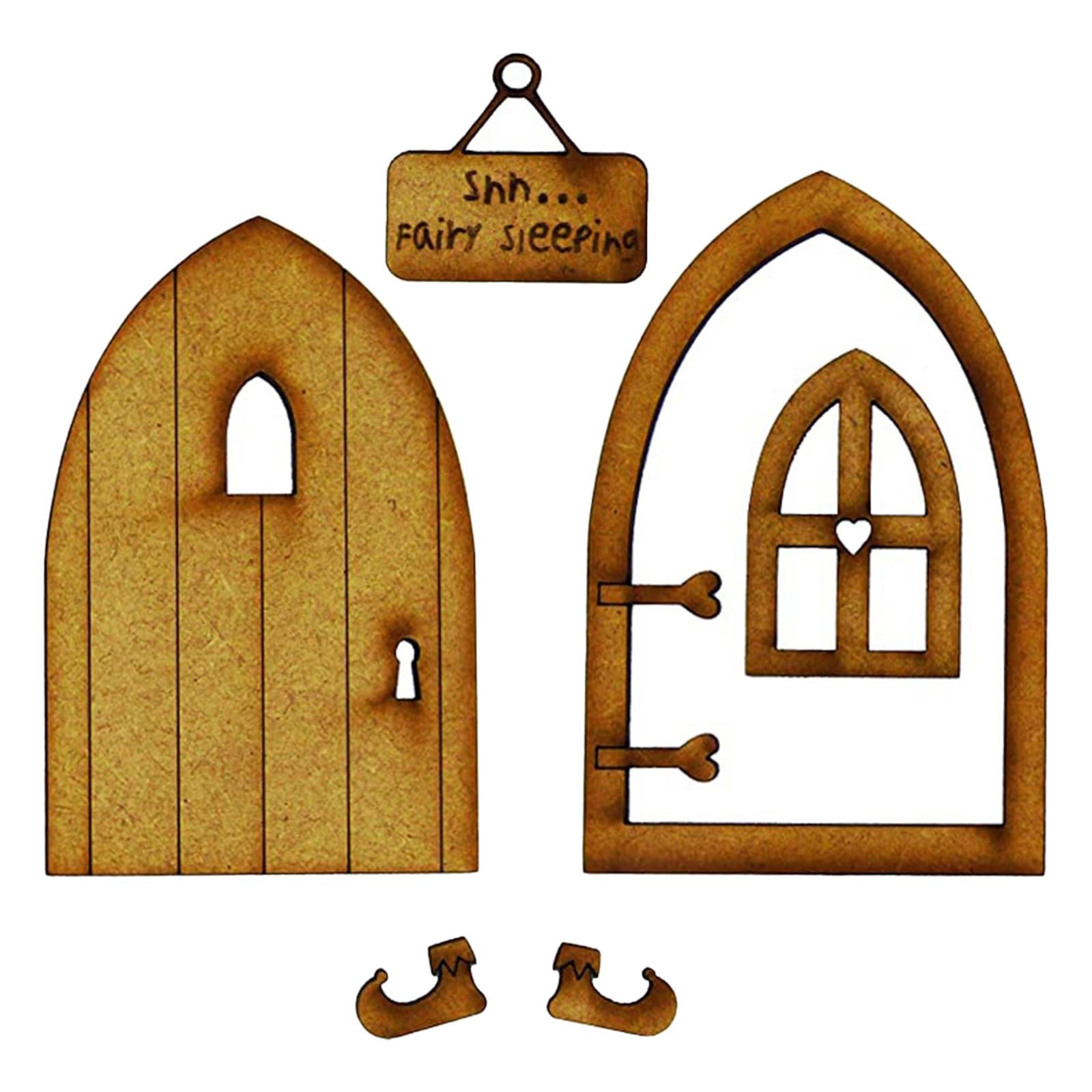 DIY Miniature Fairy Sign Doll House Wooden Fairy Garden Door Decoration