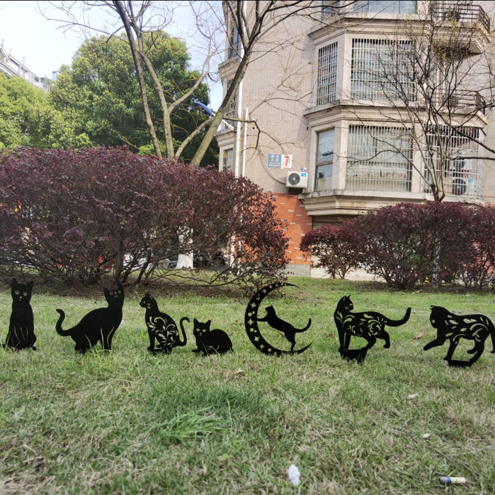 Cat Kitty Acrylic Animal Silhouette Stake Garden Yard Decor A 12x16cm