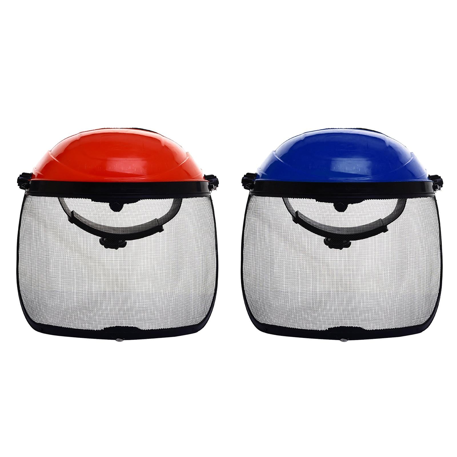 Chainsaw Brushcutter Safety Helmet Metal Mesh Full Visor Forestry Red