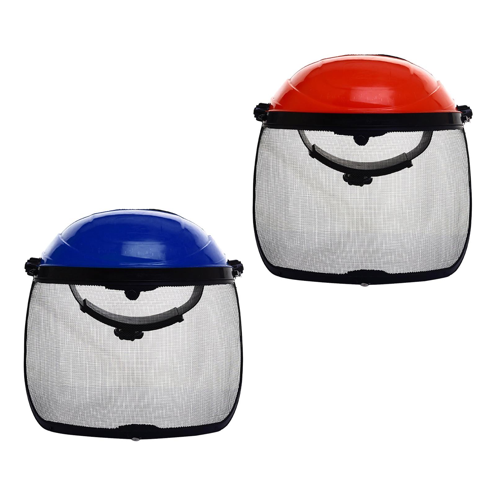 Chainsaw Brushcutter Safety Helmet Metal Mesh Full Visor Forestry Red