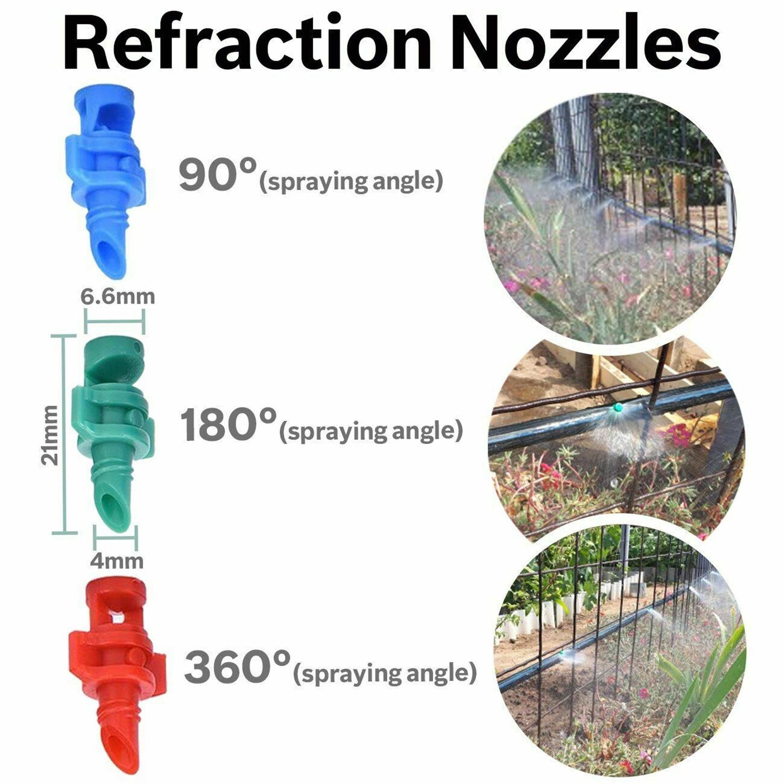 4x50pcs Micro Water Spray Misting Nozzle Sprinkler Irrigation 180 Degree Green
