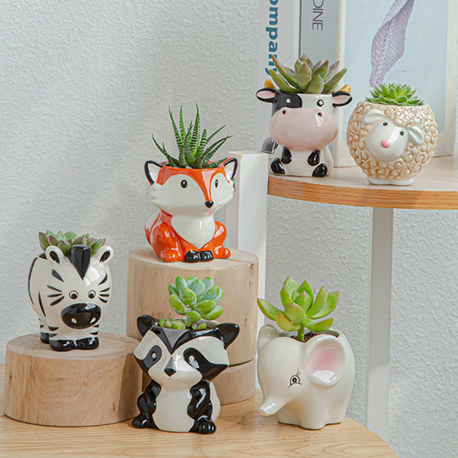 Cartoon Ceramic Plant Succulent Planter Desk Flower Pot Sheep 7x8.5x6.5cm