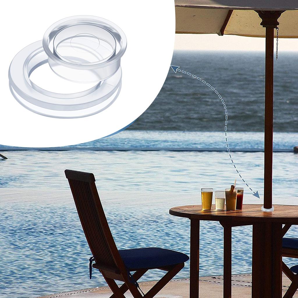 3xUmbrella Hole Ring Plug and Cap Set for Patio Table 2 Inch Clear Transparent
