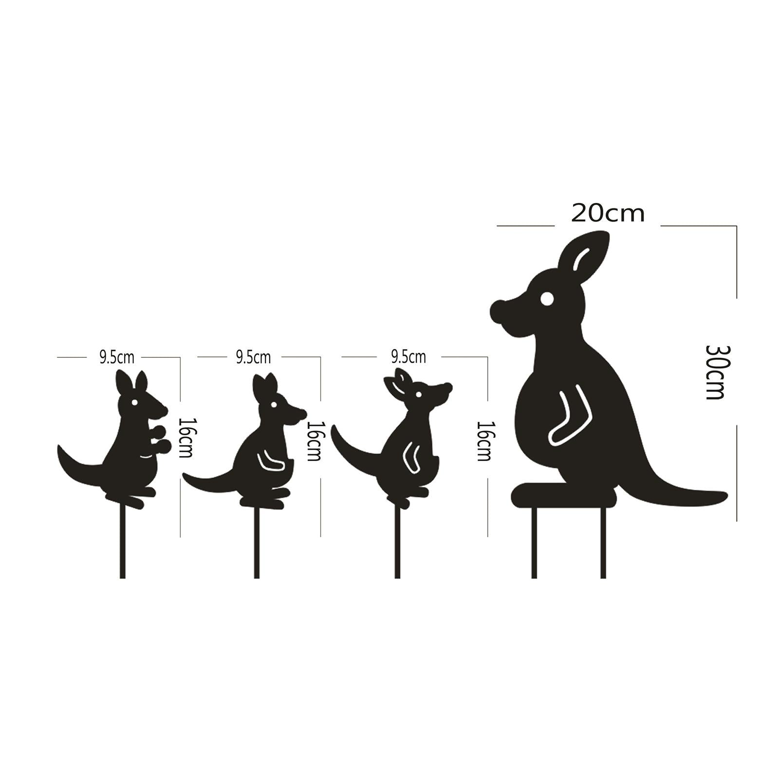 Animal Roo Set Yard Art Outdoor Garden Backyard Stakes Iron Yard Decor