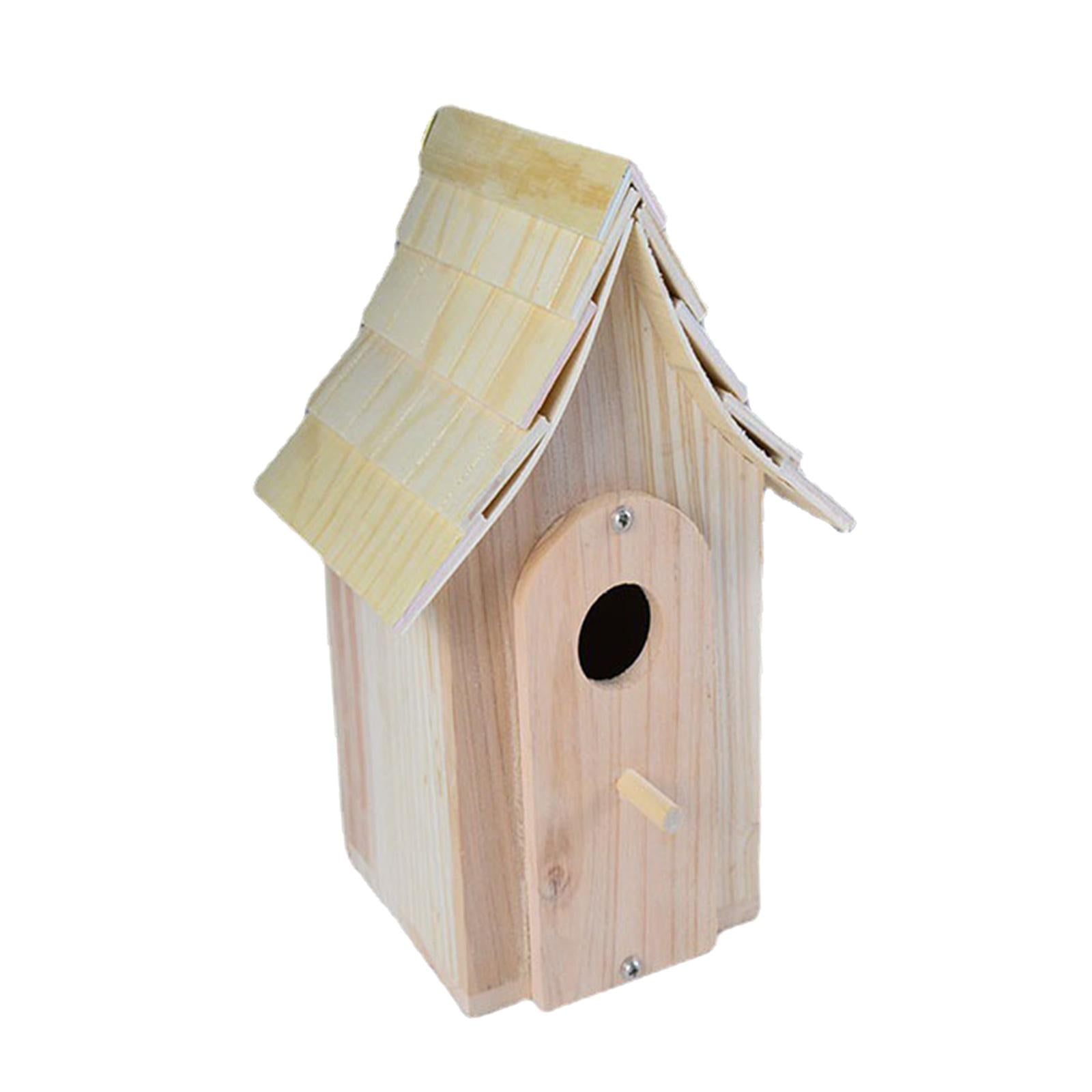 Bird House Hanging Small Wooden Stick Resting Place Feeder for Balcony