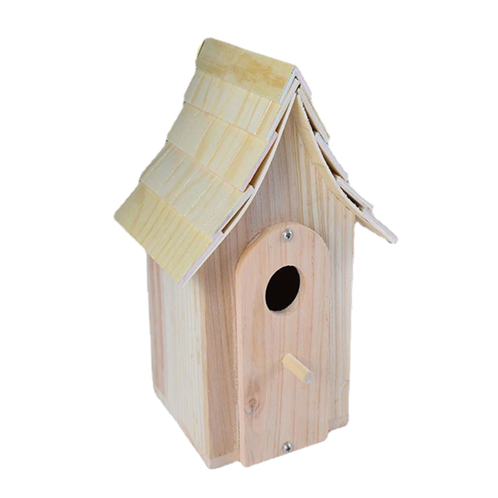 Bird House Hanging Small Wooden Stick Resting Place Feeder for Balcony
