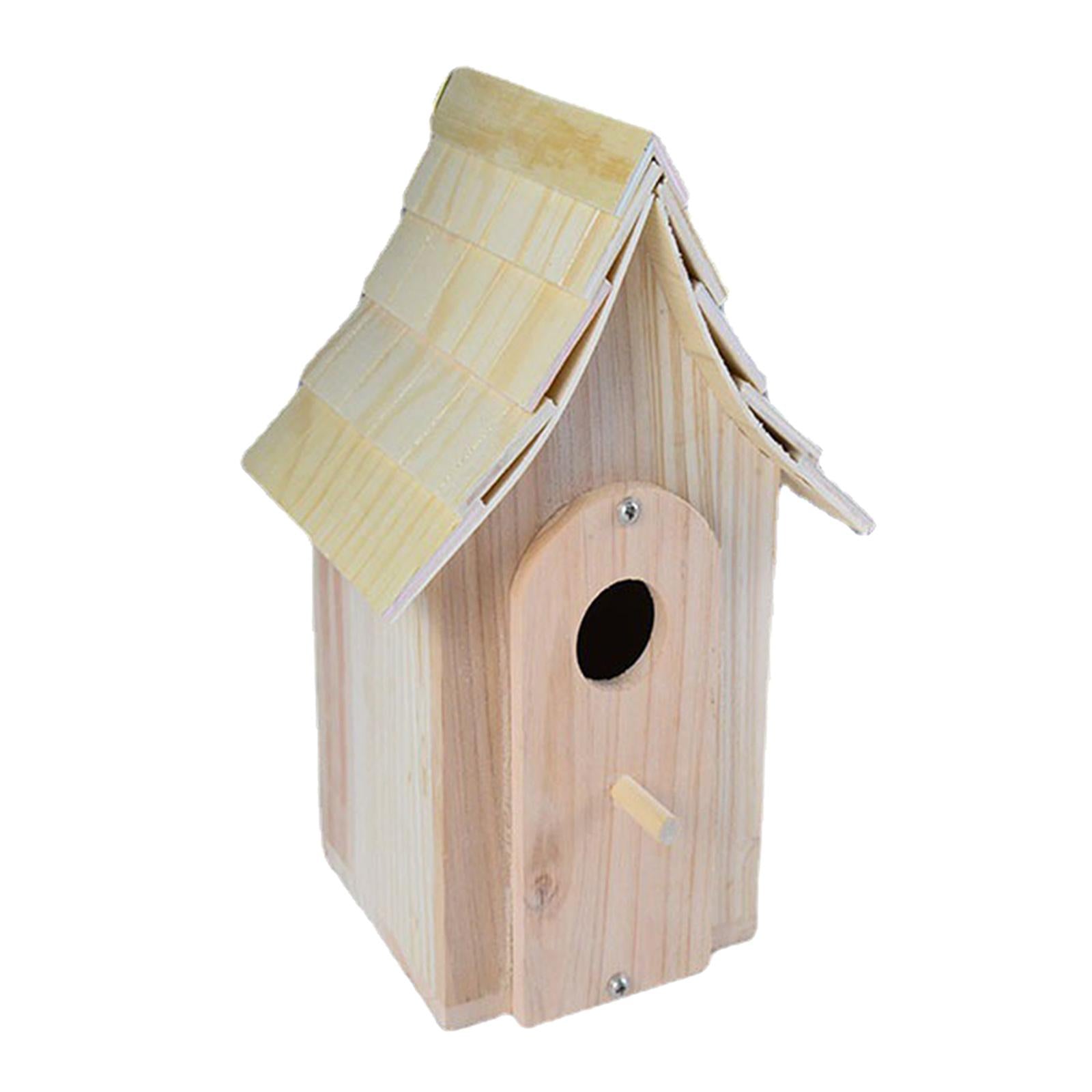 Bird House Hanging Small Wooden Stick Resting Place Feeder for Balcony