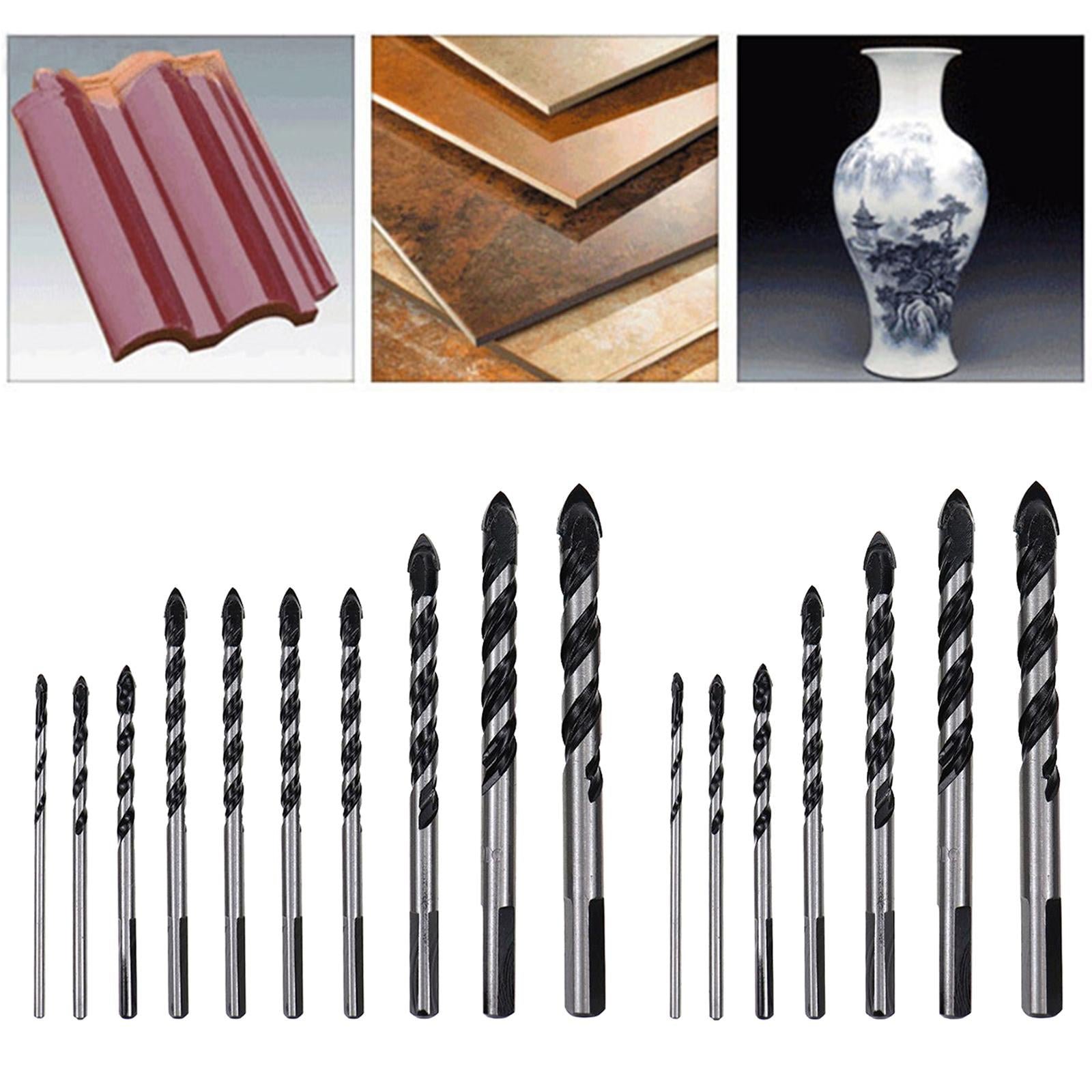 Alloy Drill Bits Set Threaded Concrete Drilling Bit for Glass Ceramic Brick 7pcs