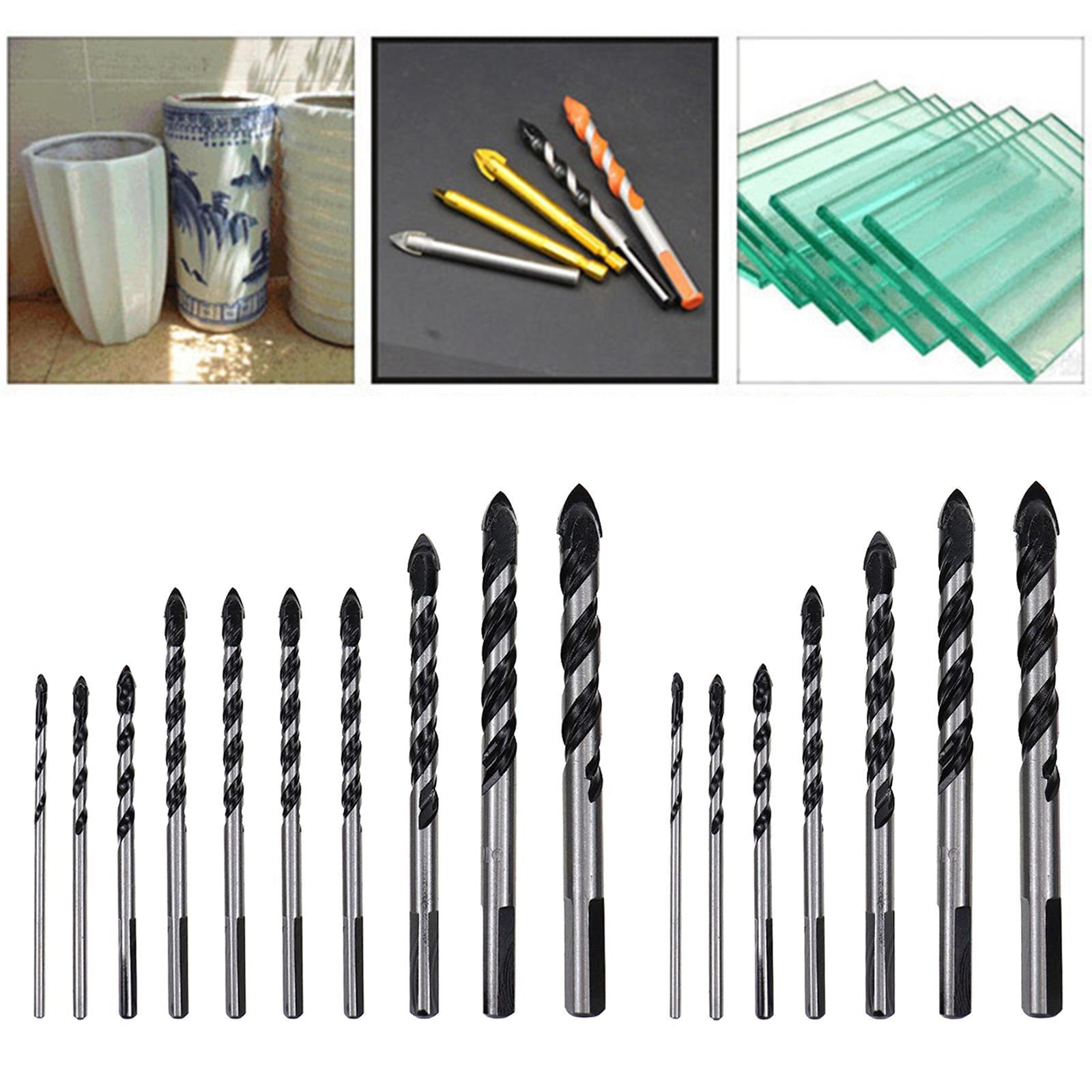 Alloy Drill Bits Set Threaded Concrete Drilling Bit for Glass Ceramic Brick 7pcs