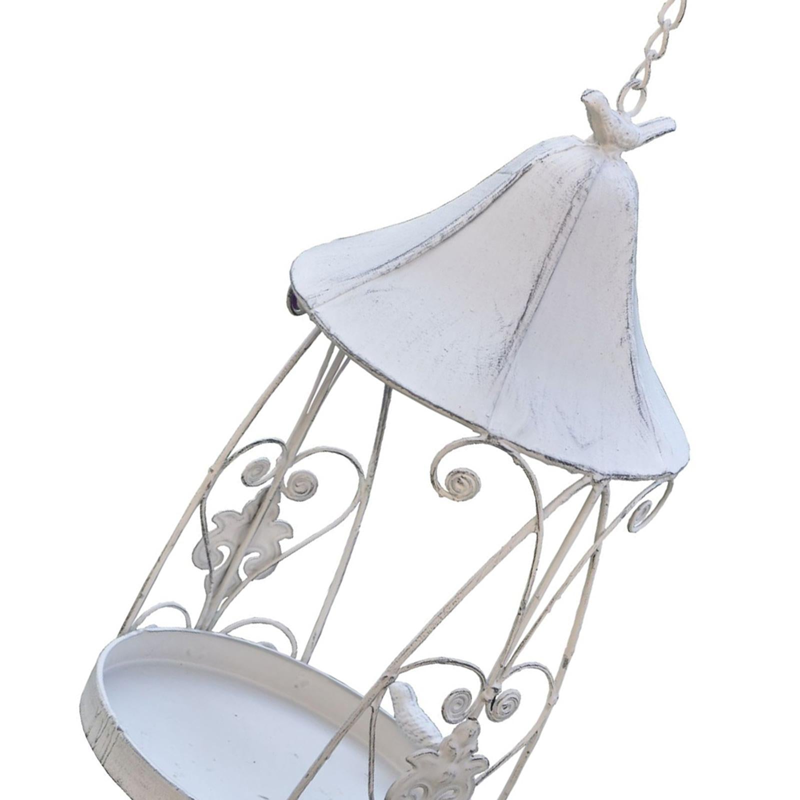 Antique Metal Round Shape Bird Feeder Tray Hanging Seed Plate Decoration