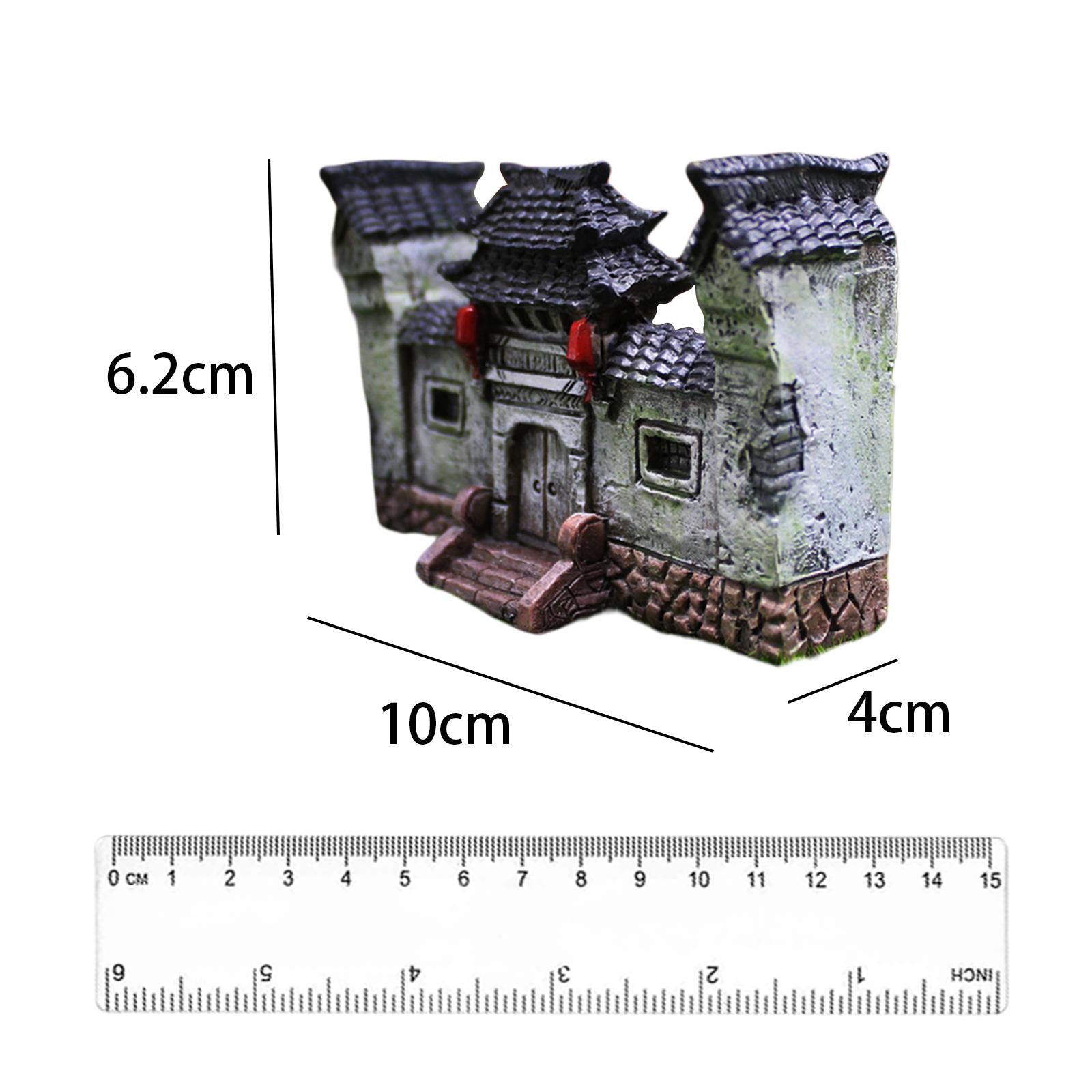 2xAncient Gate Statue Fairy Garden Accessories for Aquarium Garden Decoration