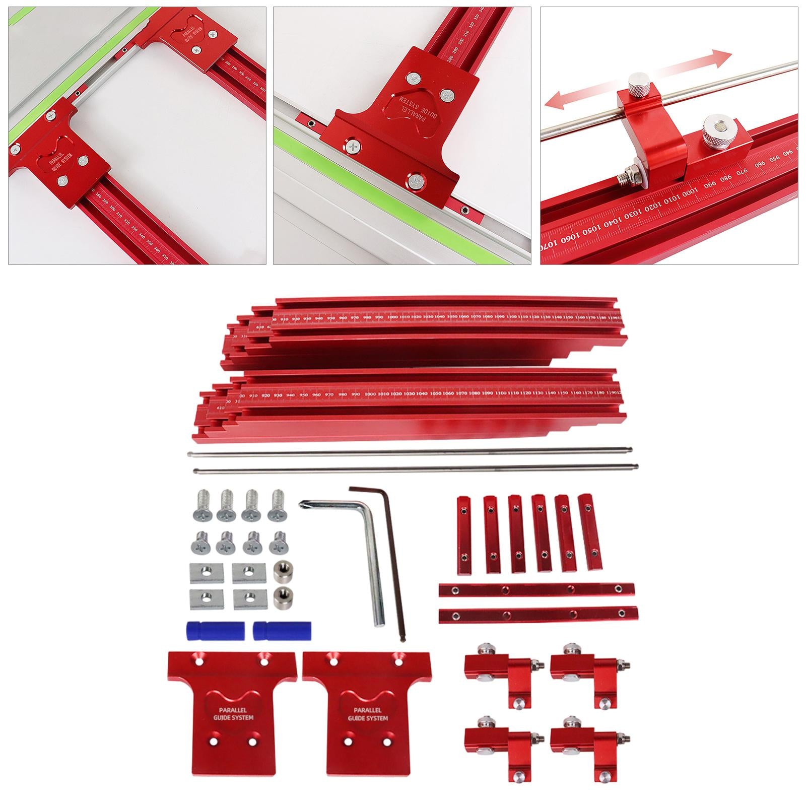Aluminum Alloy Woodworking Universal Parallel Guide Rail Set 1200mm T-Track