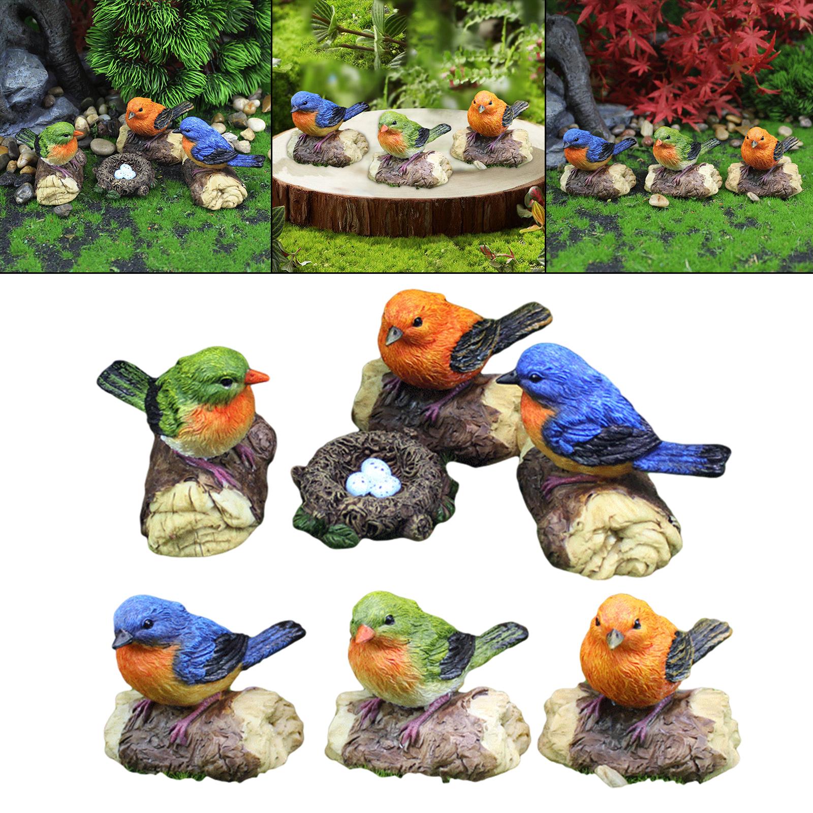 Bird Ornaments Fairy Garden Animal Model for Bonsai Decor Doll House Yard no birds nest