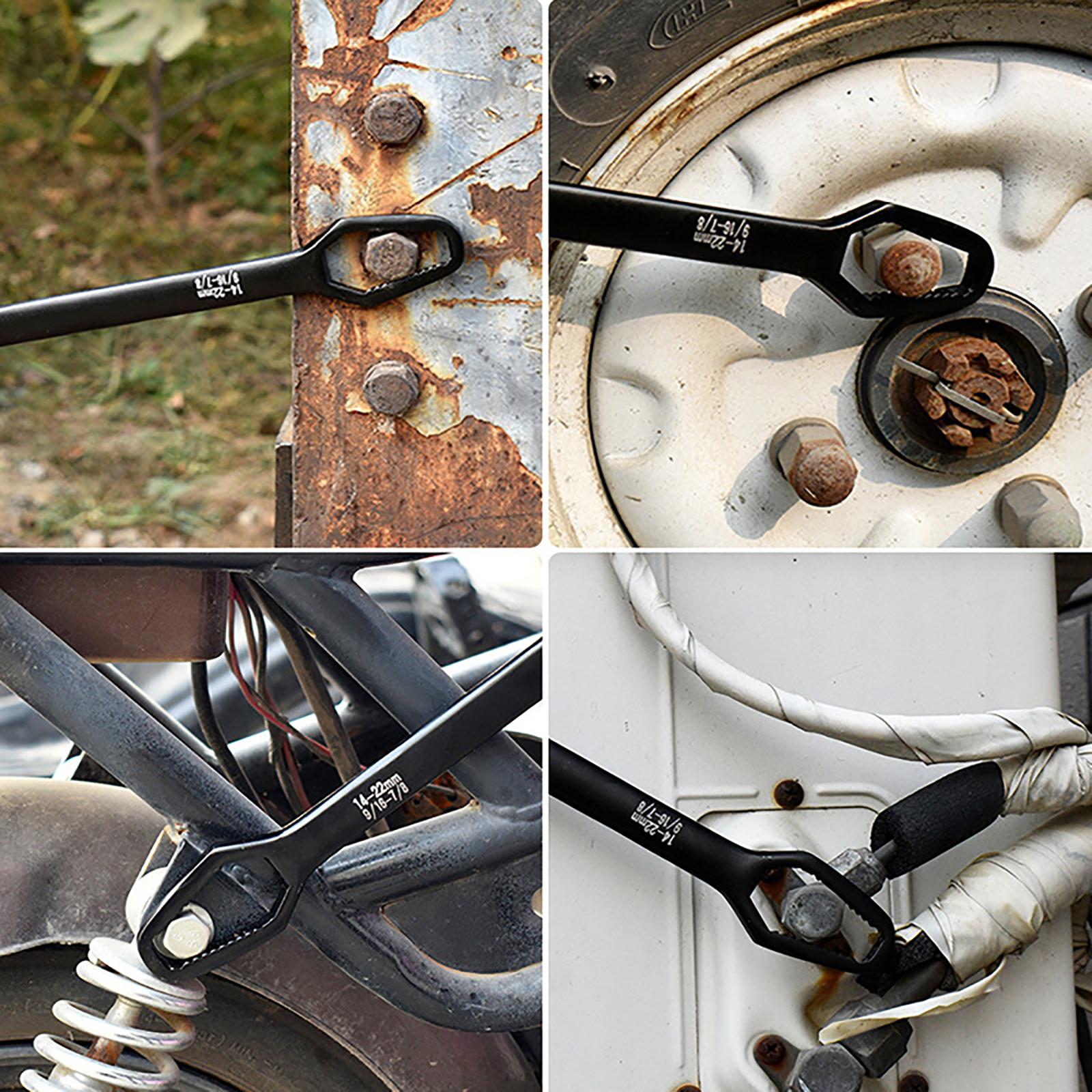 2xAdjustable Wrench Spanner Double Head DIY Tools for Bicycle Car Repairing black