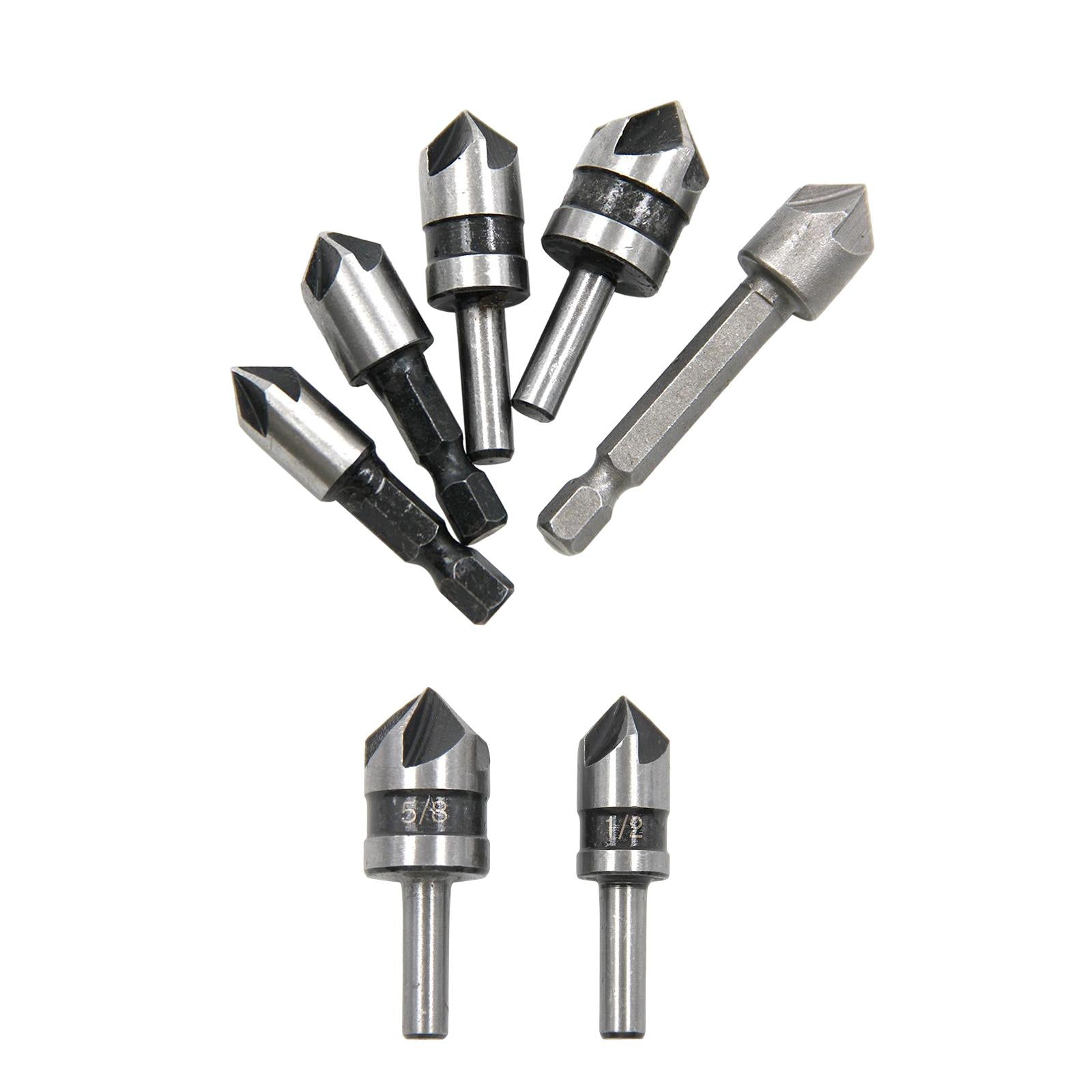 3xHigh Speed Steel Countersink Drill Bit 5 Flute 82 Degree for Softwood 5Pcs