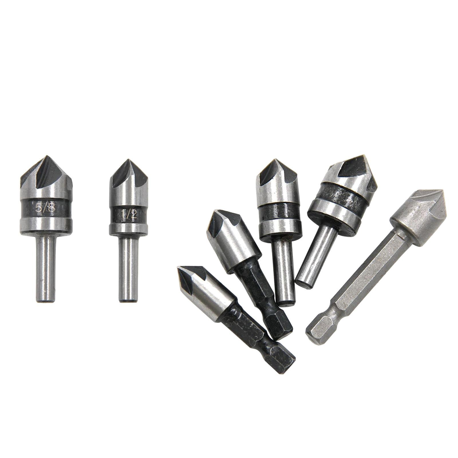 3xHigh Speed Steel Countersink Drill Bit 5 Flute 82 Degree for Softwood 5Pcs