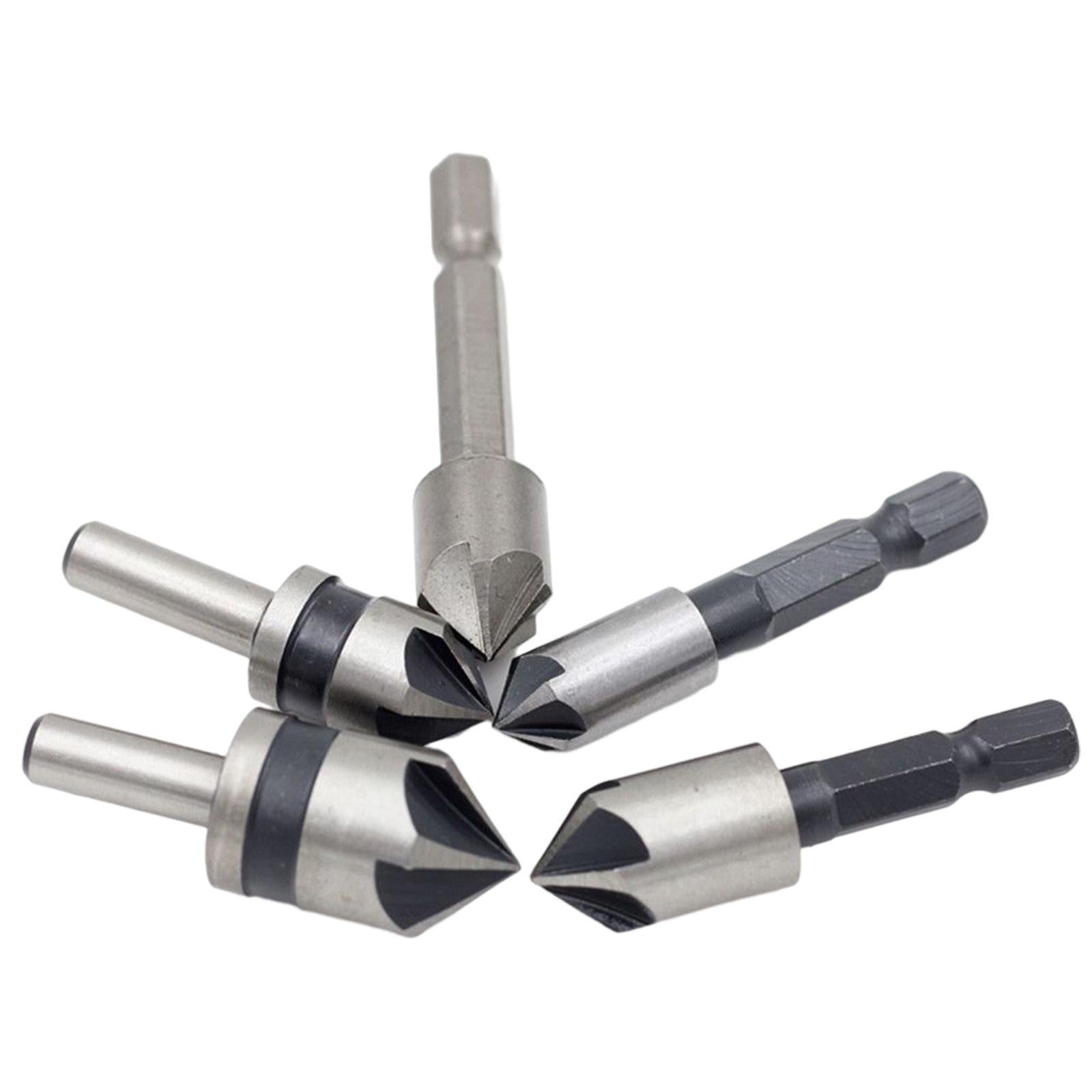 3xHigh Speed Steel Countersink Drill Bit 5 Flute 82 Degree for Softwood 5Pcs