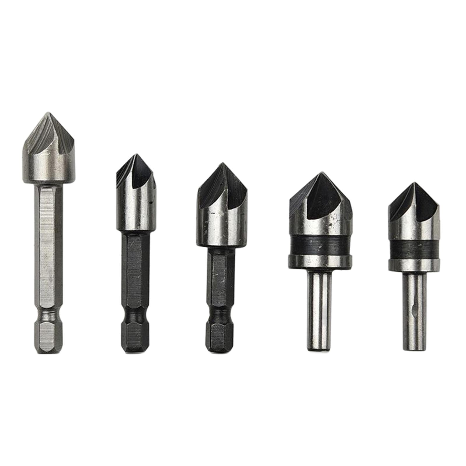 3xHigh Speed Steel Countersink Drill Bit 5 Flute 82 Degree for Softwood 5Pcs