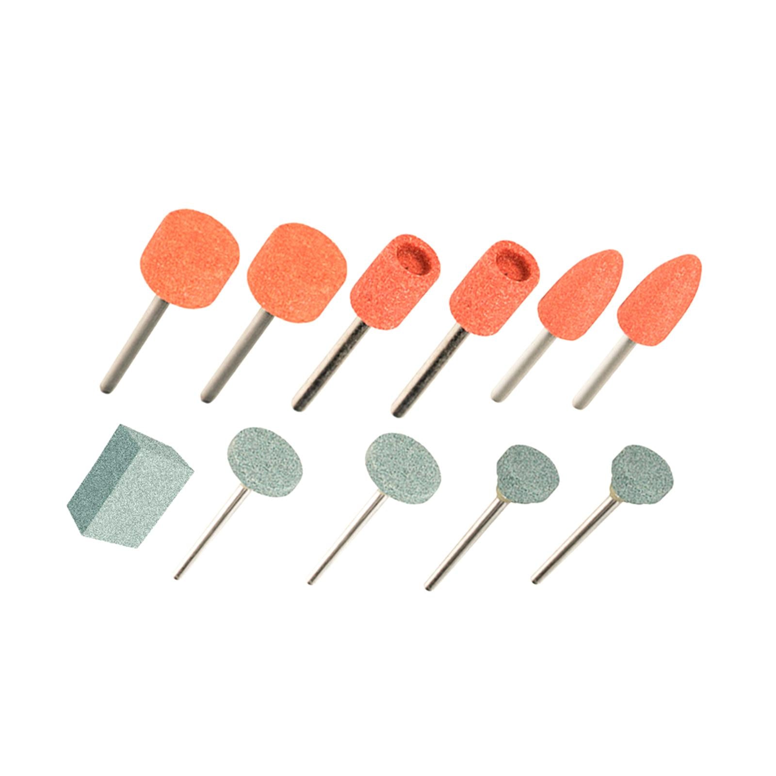 2xSet of 11Pcs Abrasive Mounted Stone Heads Set Accessories ,1/8 inch Shank
