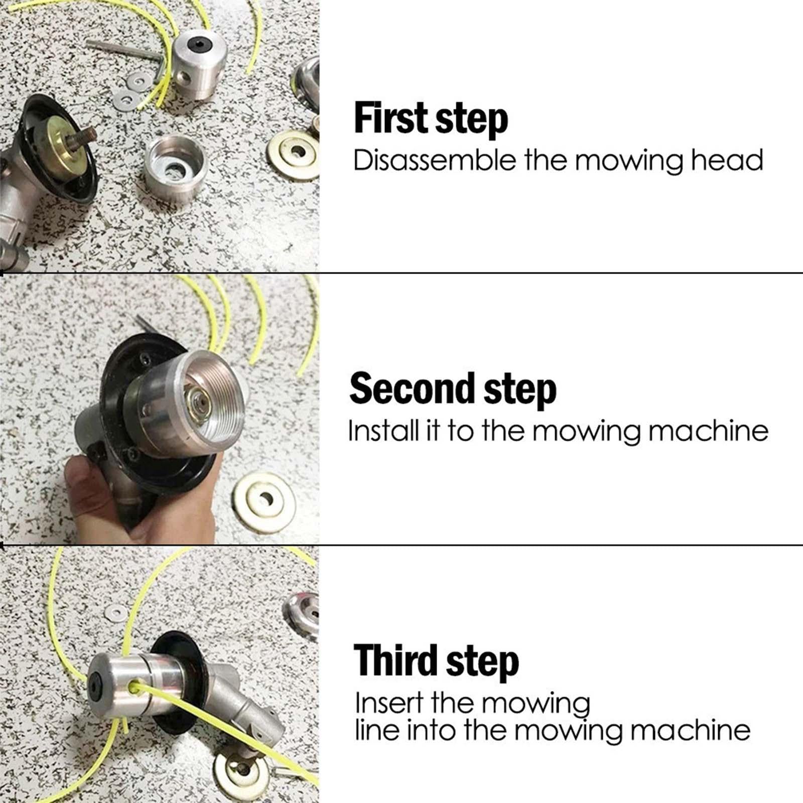3xAluminium Trimmer Head Spool Set with 4 Mower Rope Convenient to Change
