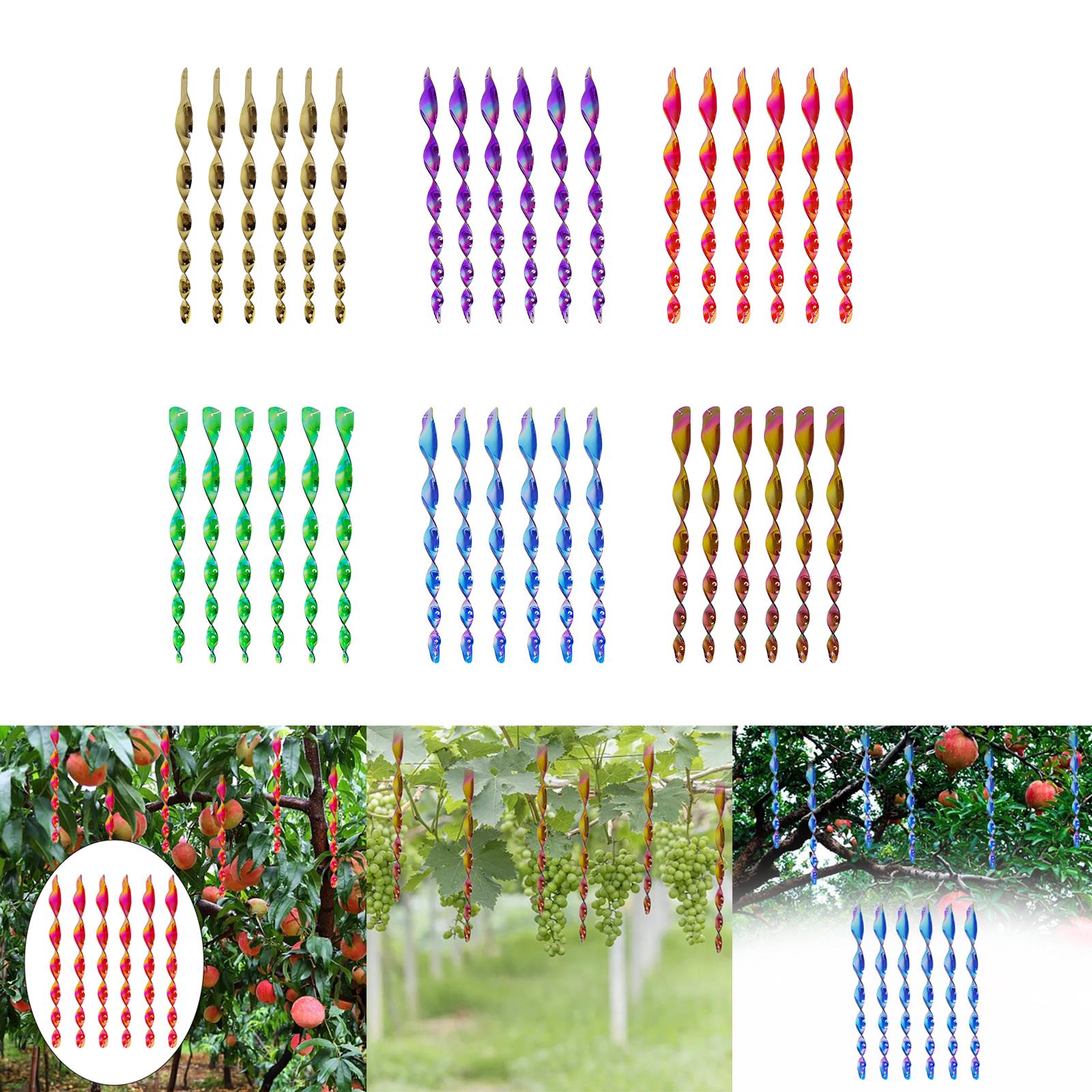 2x6Pcs 12inch Bird Repellent Reflective Spiral Scare Rods Decoration Accessory Aureate