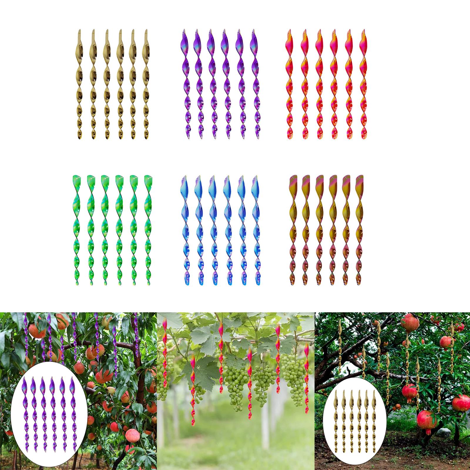 2x6Pcs 12inch Bird Repellent Reflective Spiral Scare Rods Decoration Accessory Aureate