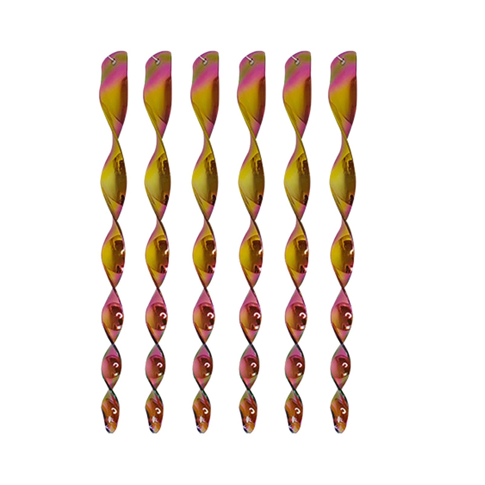 2x6Pcs 12inch Bird Repellent Reflective Spiral Scare Rods Decoration Accessory Coffee