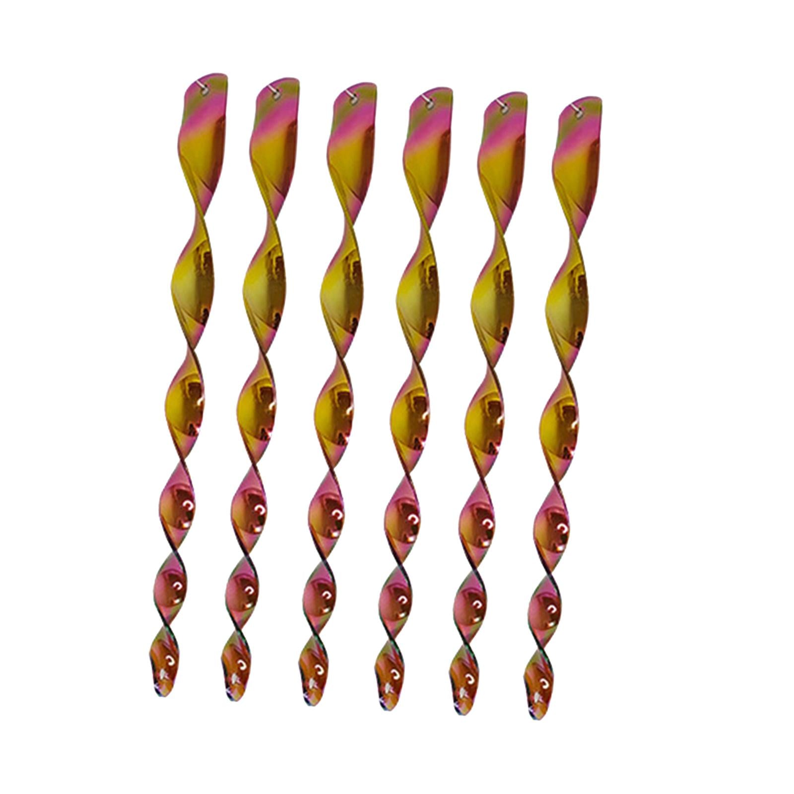 2x6Pcs 12inch Bird Repellent Reflective Spiral Scare Rods Decoration Accessory Coffee