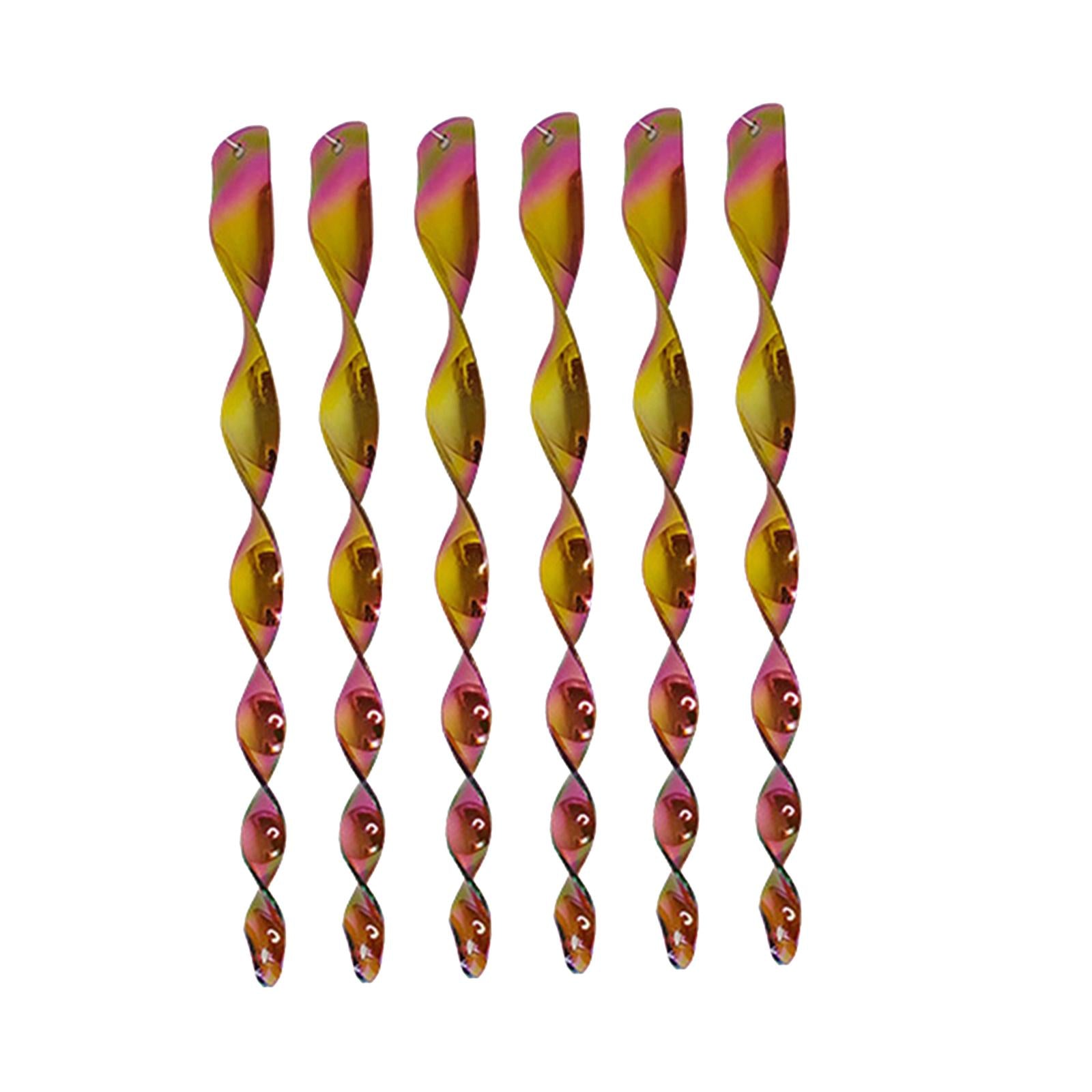 2x6Pcs 12inch Bird Repellent Reflective Spiral Scare Rods Decoration Accessory Coffee