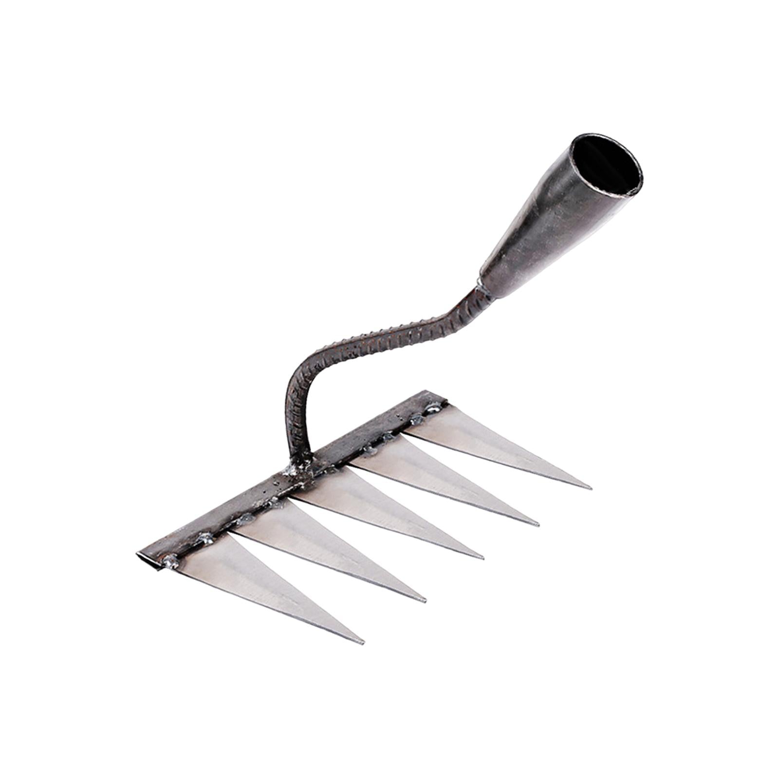Garden Rake Hardened Strong Sharp Tines Rake for Gardening Mulching Backyard with 5 Tines