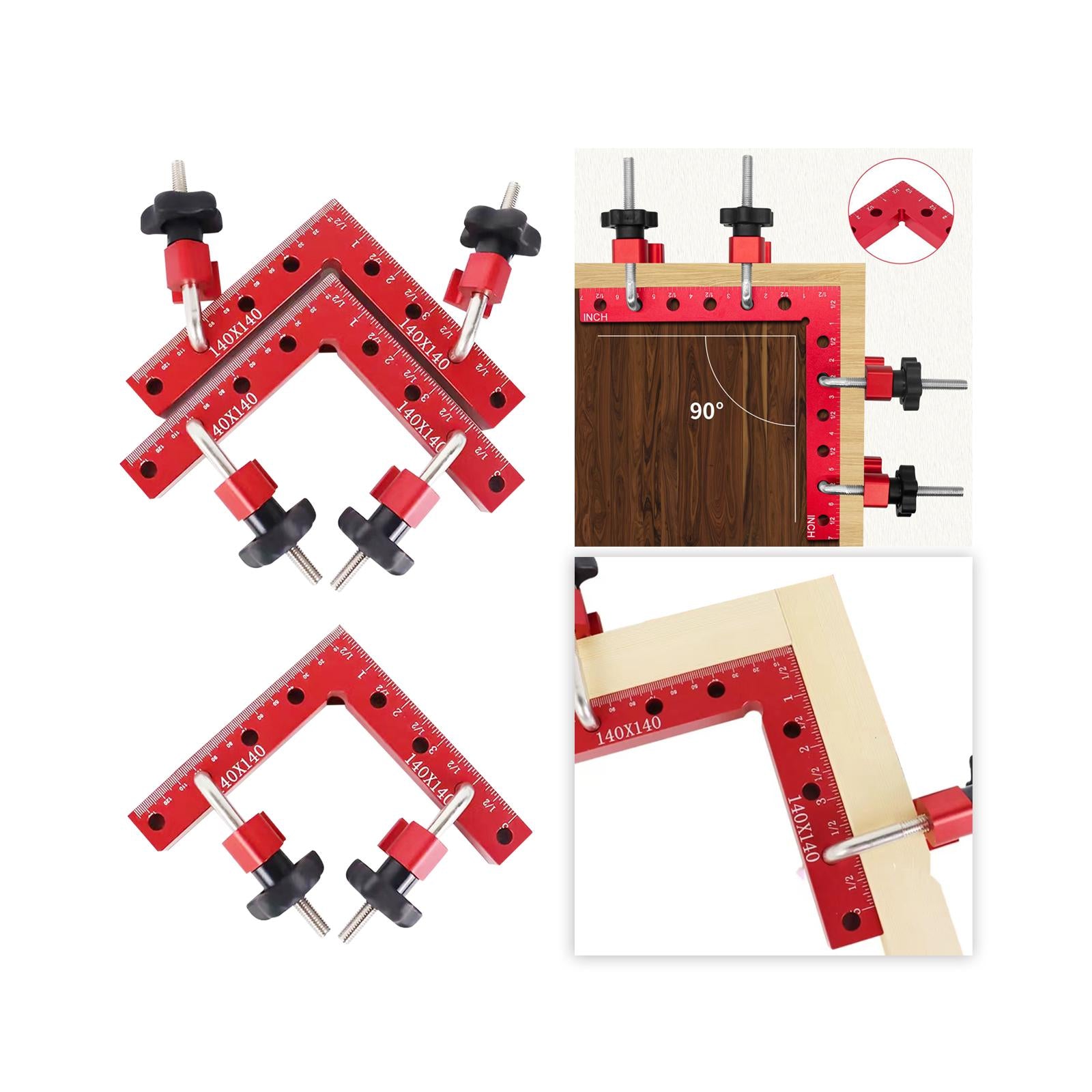 2x90 Degree Positioning Squares Corner Clamps for Frame Cabinets Carpenter DIY 6 piece set