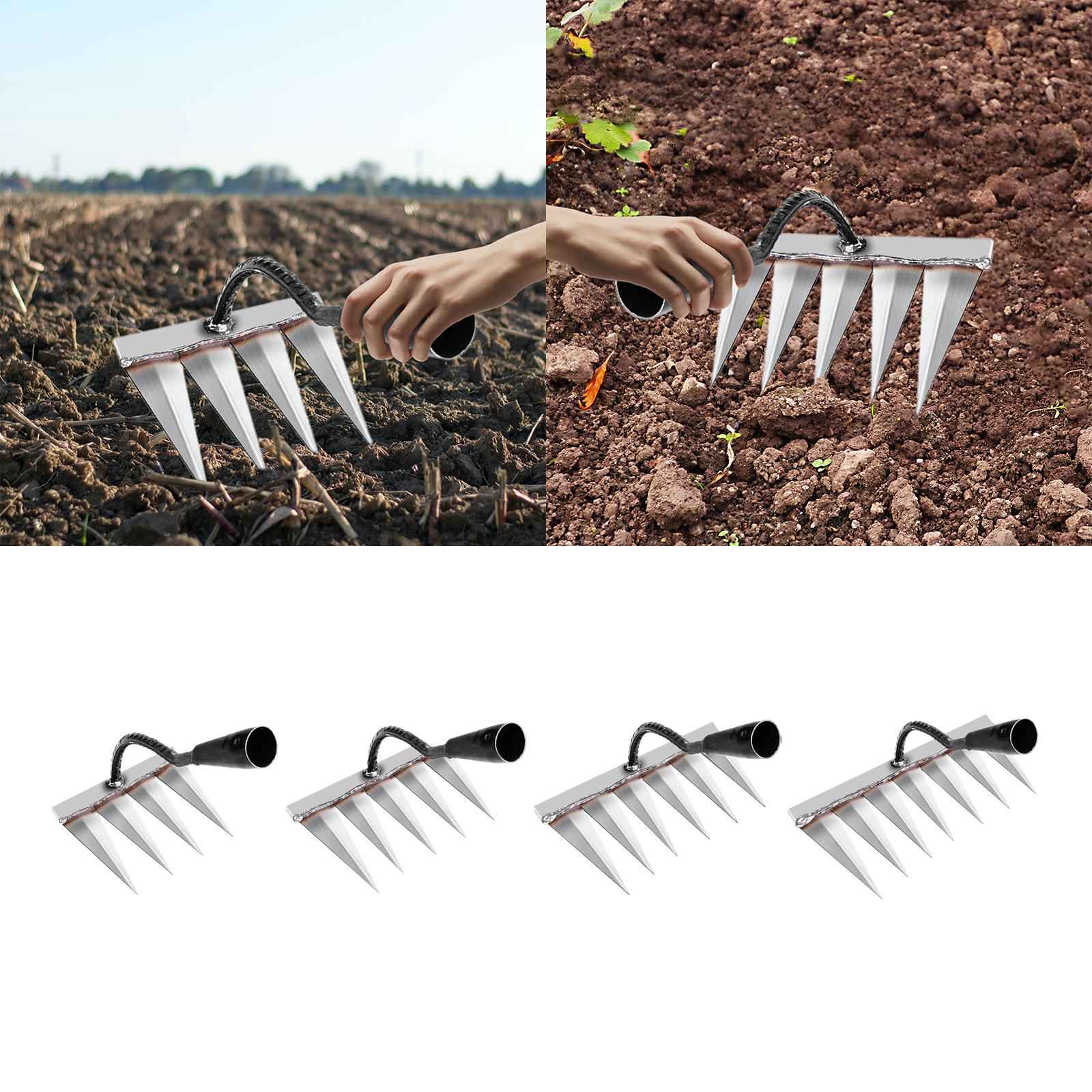 Weeding Removal Rake Grasping Raking Garden Rake for Farm Backyard Gardening 4 Tines