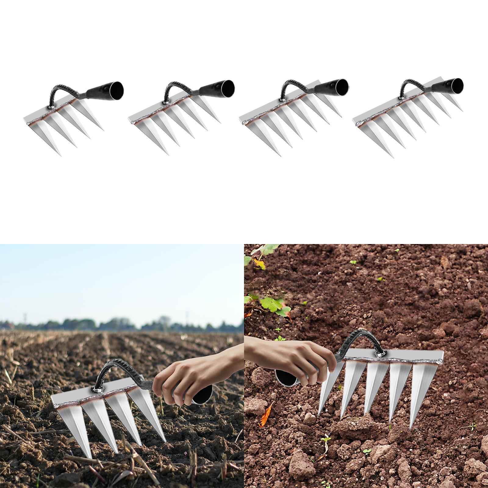 Weeding Removal Rake Grasping Raking Garden Rake for Farm Backyard Gardening 4 Tines