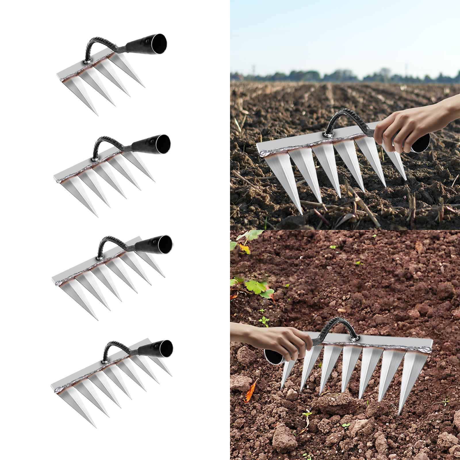 Weeding Removal Rake Grasping Raking Garden Rake for Farm Backyard Gardening 4 Tines