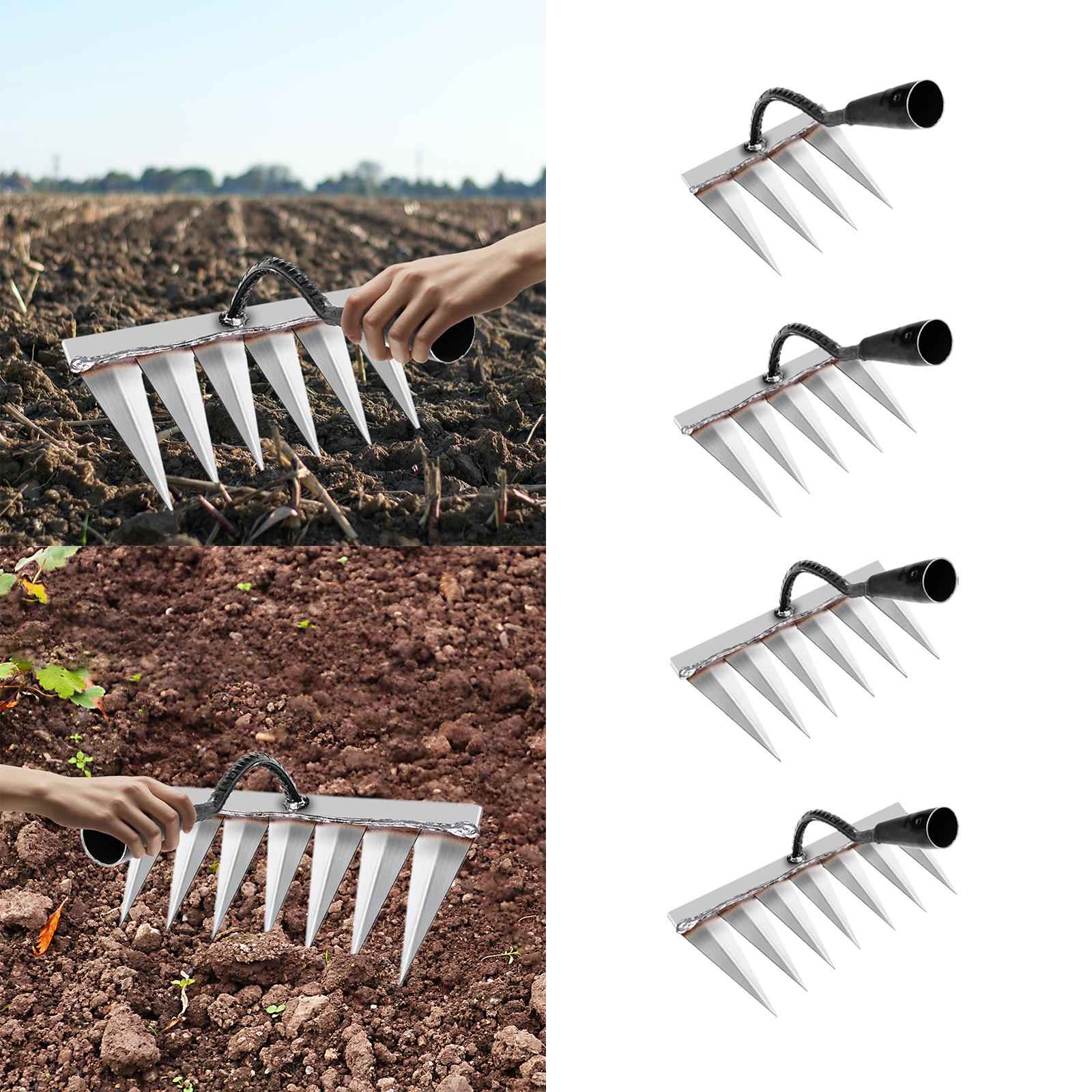 Weeding Removal Rake Grasping Raking Garden Rake for Farm Backyard Gardening 4 Tines