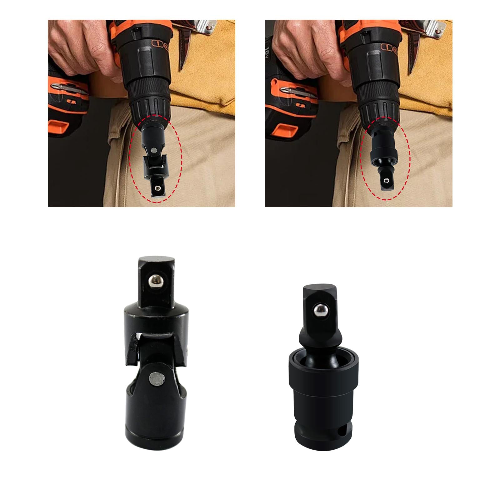 3xImpact Universal Joint Socket Swivel Portable Durable Universal Joint Swivel 90 degrees