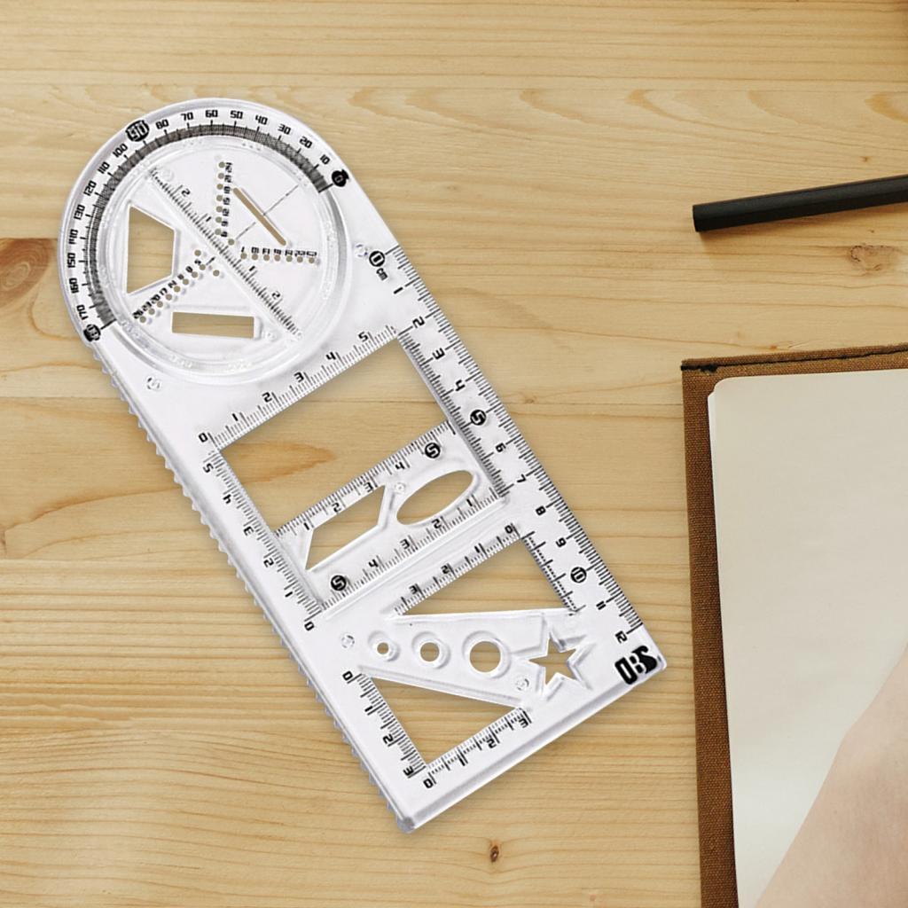 3xGeometric Ruler Craft Drawing Rulers for Designing Sketching Office Supplies Style C