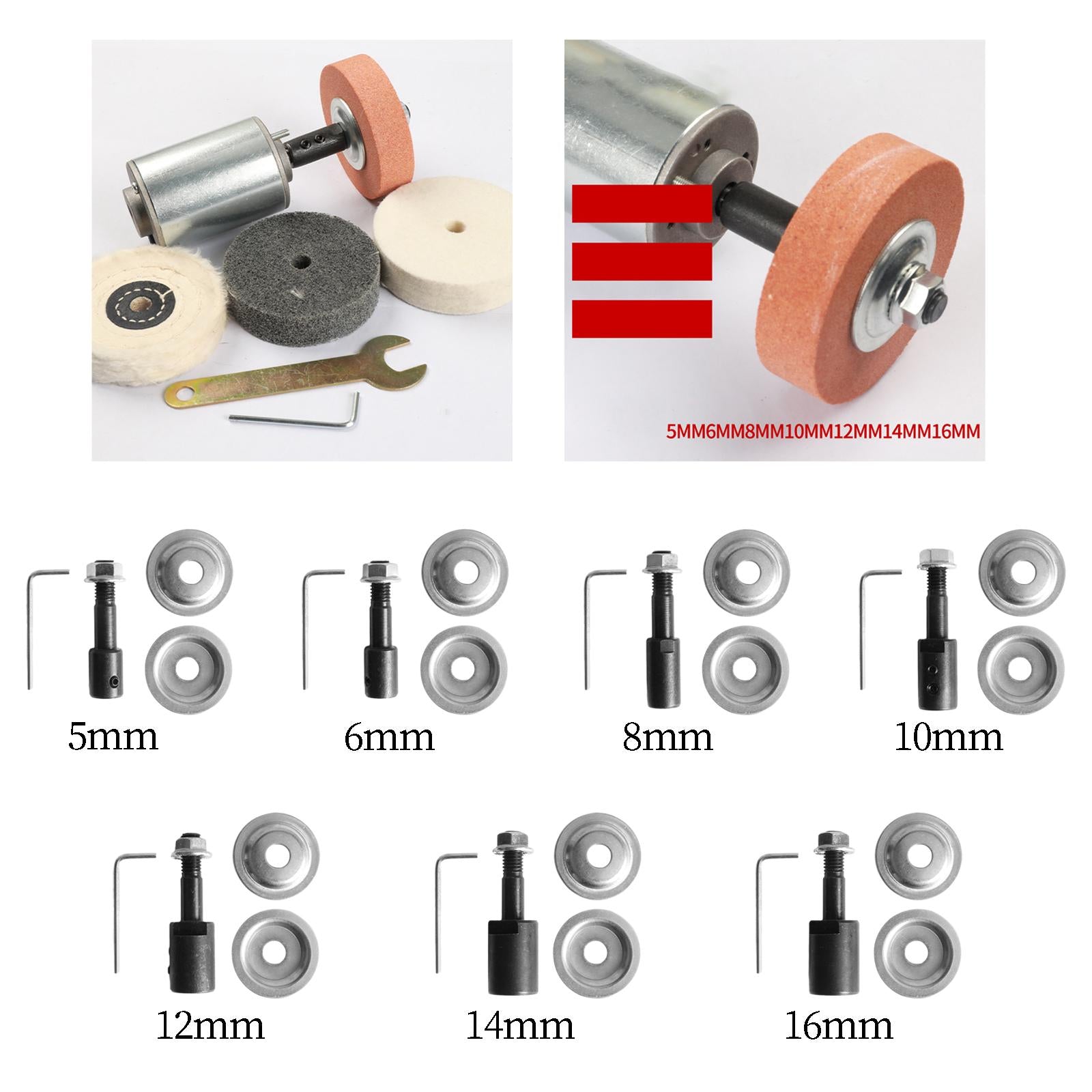 6xGrinding Wheel Shaft Buffing Arbor Threaded Shaft for Hair Wheel Fiber Wheel 5mm 85g