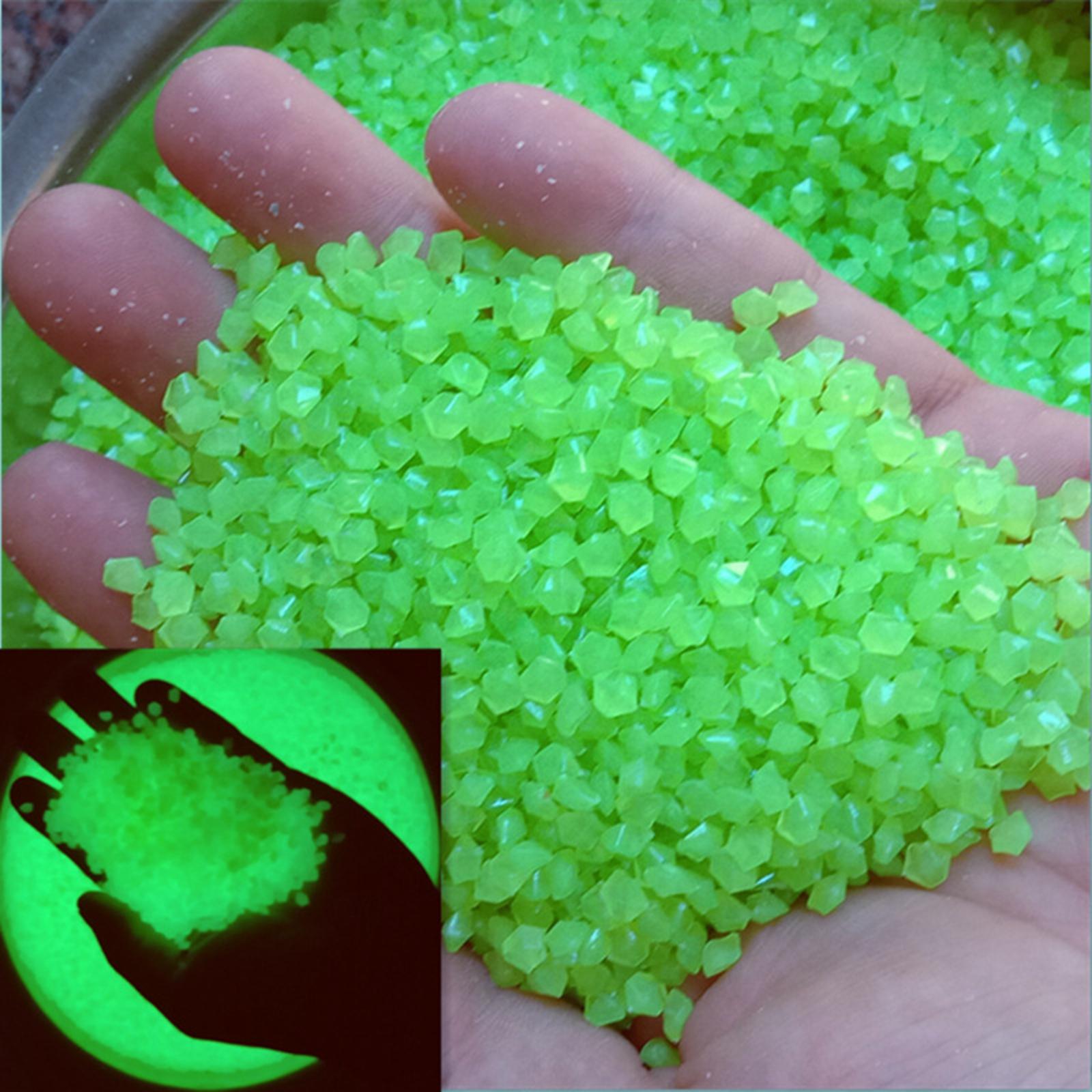 6x3-5mm Resin Glow in A Dark Pebbles Rocks Sand Accessory for Potted Plant Decor Green 50g