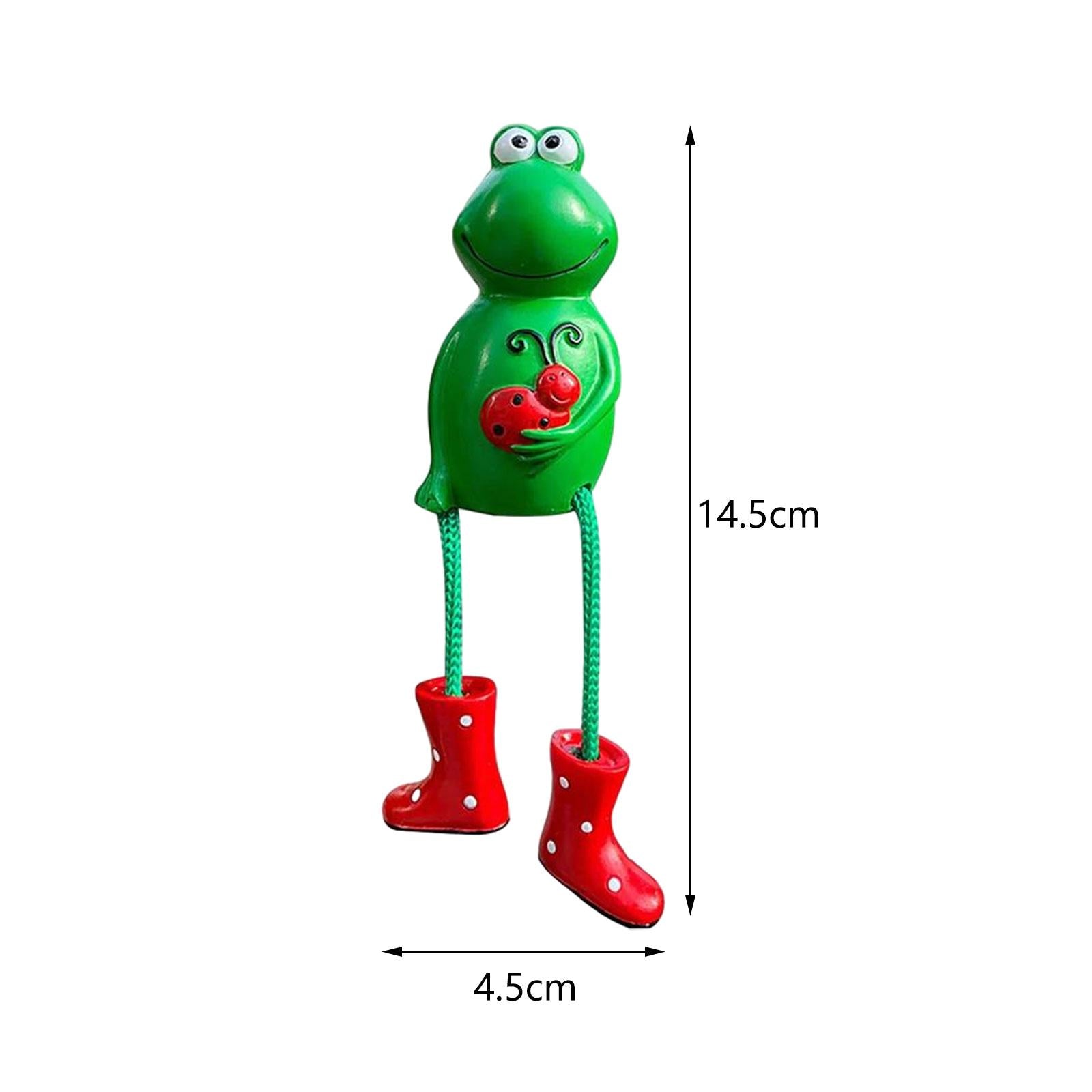 2xFrog Garden Decoration Resin Crafts Frog Statue for Office Living Room Porch Red Feet