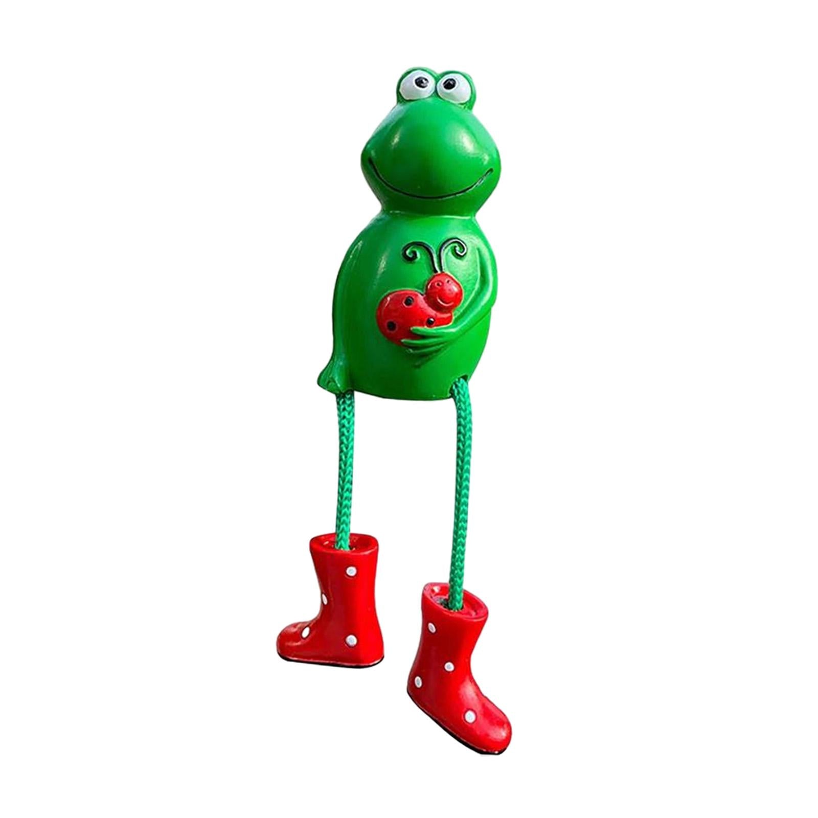 3xFrog Garden Decoration Resin Crafts Frog Statue for Office Living Room Porch Red Feet